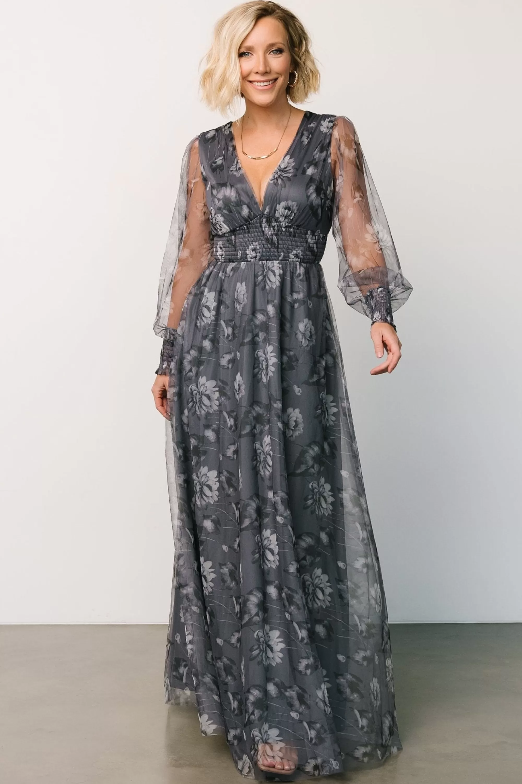 Baltic Born DRESSES | maxi dresses | Layla Tulle Maxi Dress | Slate Floral