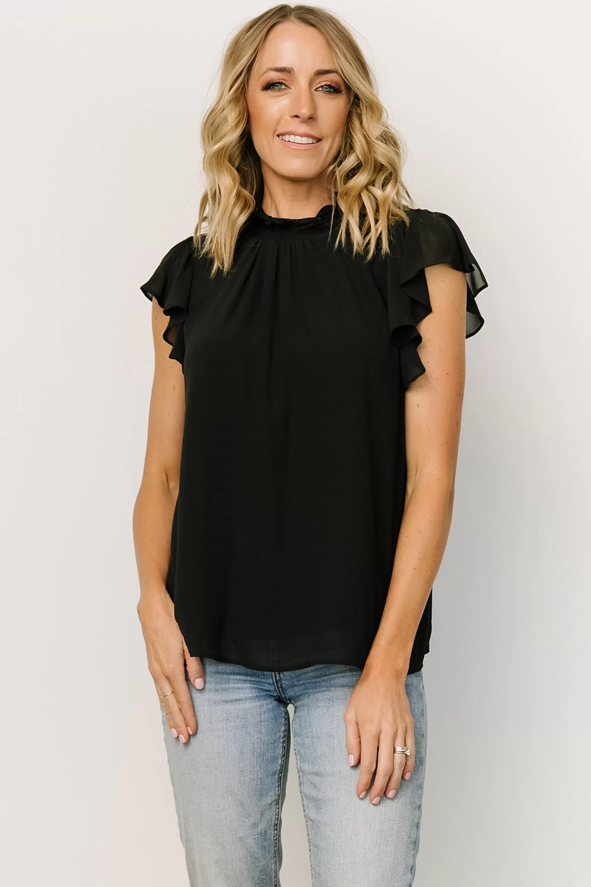 Baltic Born blouses + shirts | Leah Mock Neck Top | Black