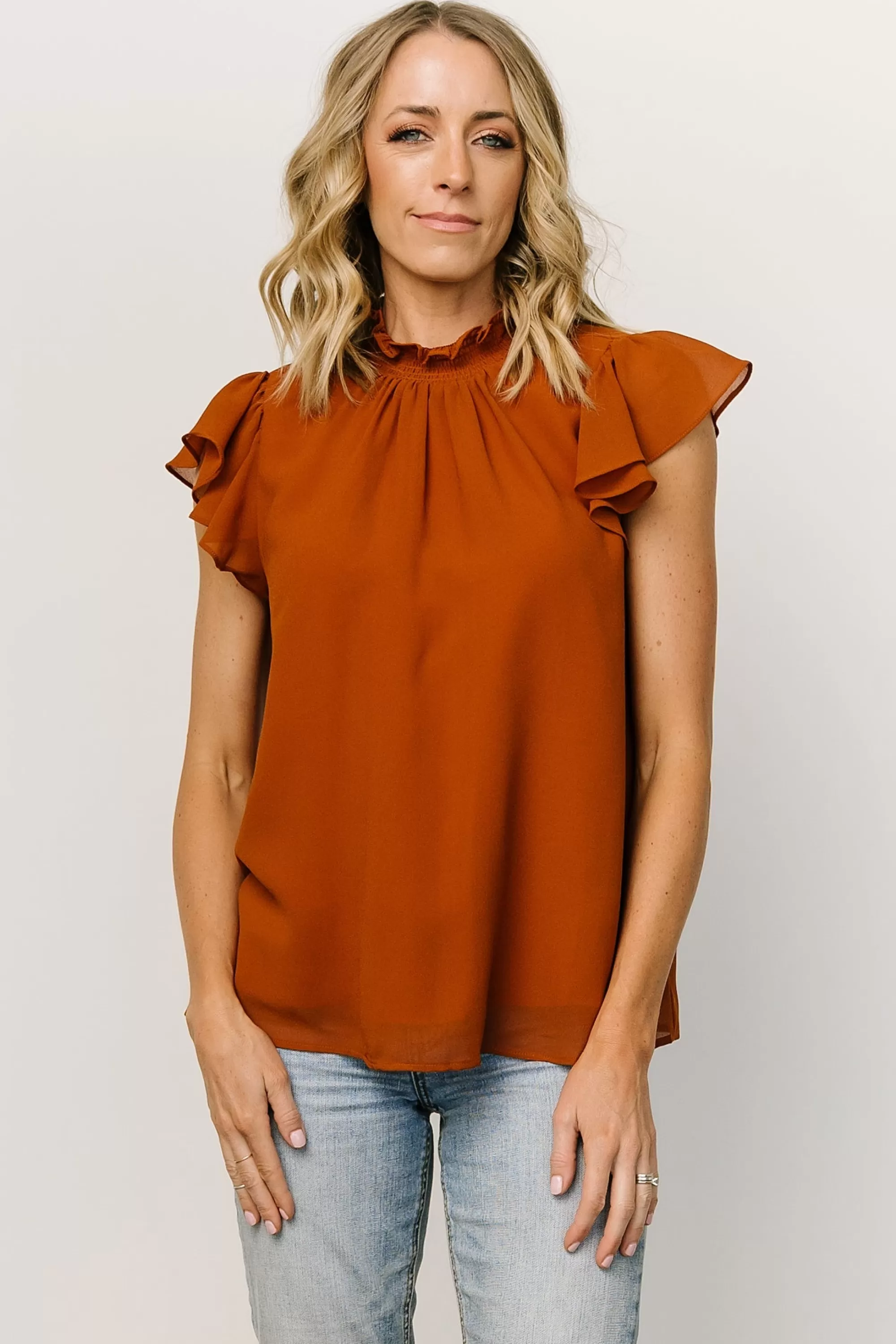 Baltic Born blouses + shirts | Leah Mock Neck Top | Spice