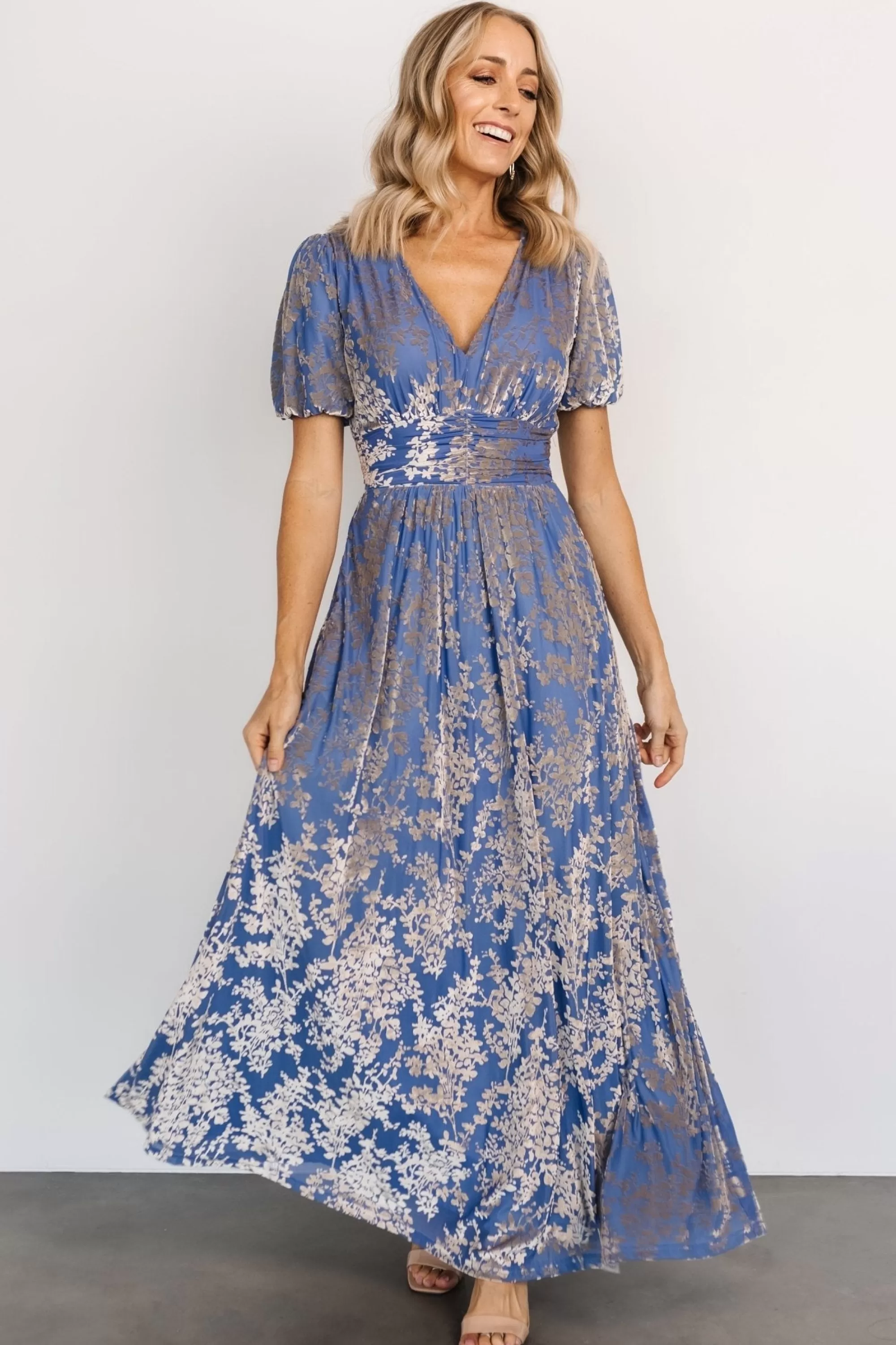 Baltic Born maxi dresses | EXTENDED SIZING | Leslie Velvet Maxi Dress | Blue + Silver