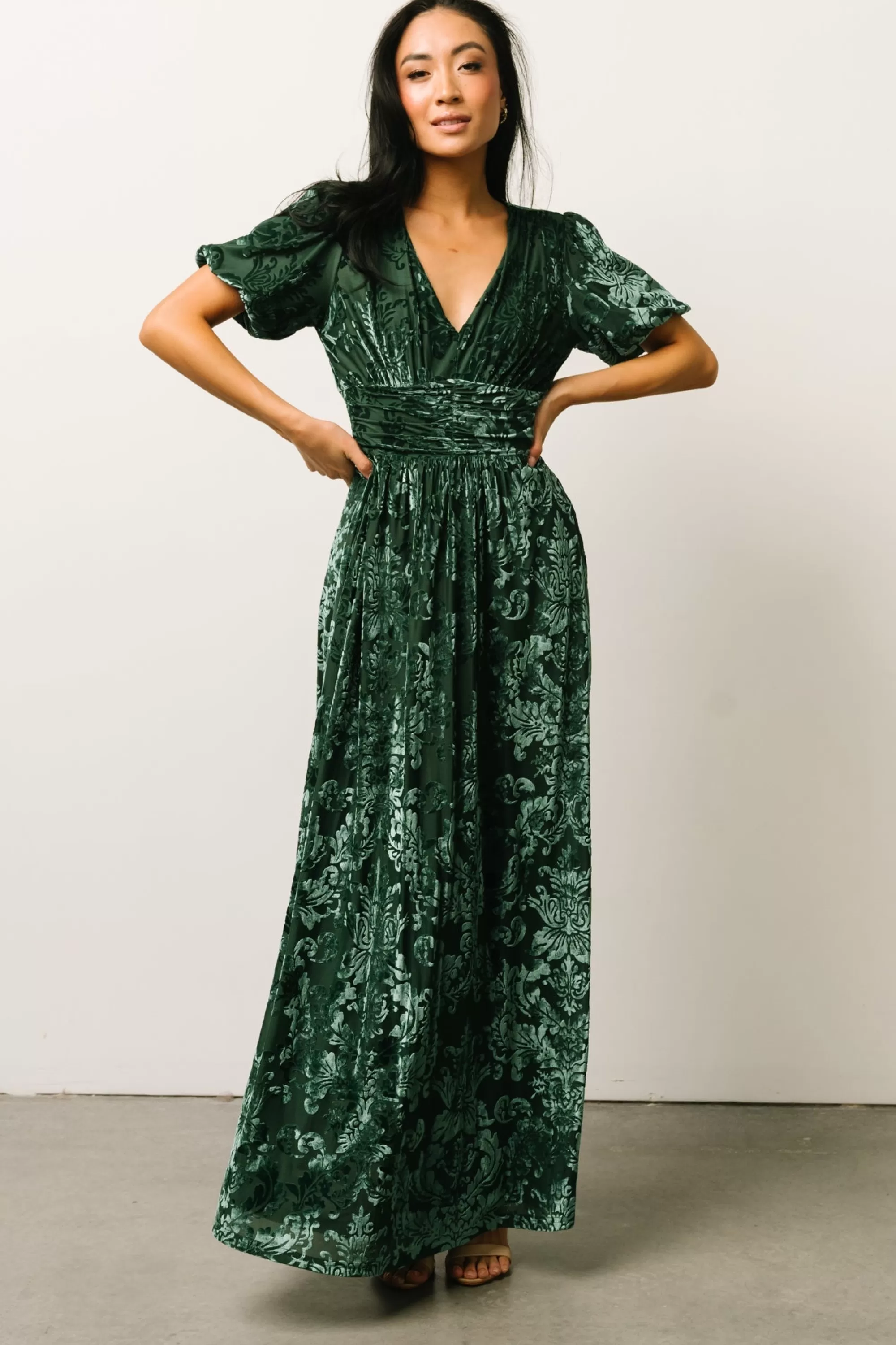 Baltic Born maxi dresses | EXTENDED SIZING | Leslie Velvet Maxi Dress | Pine