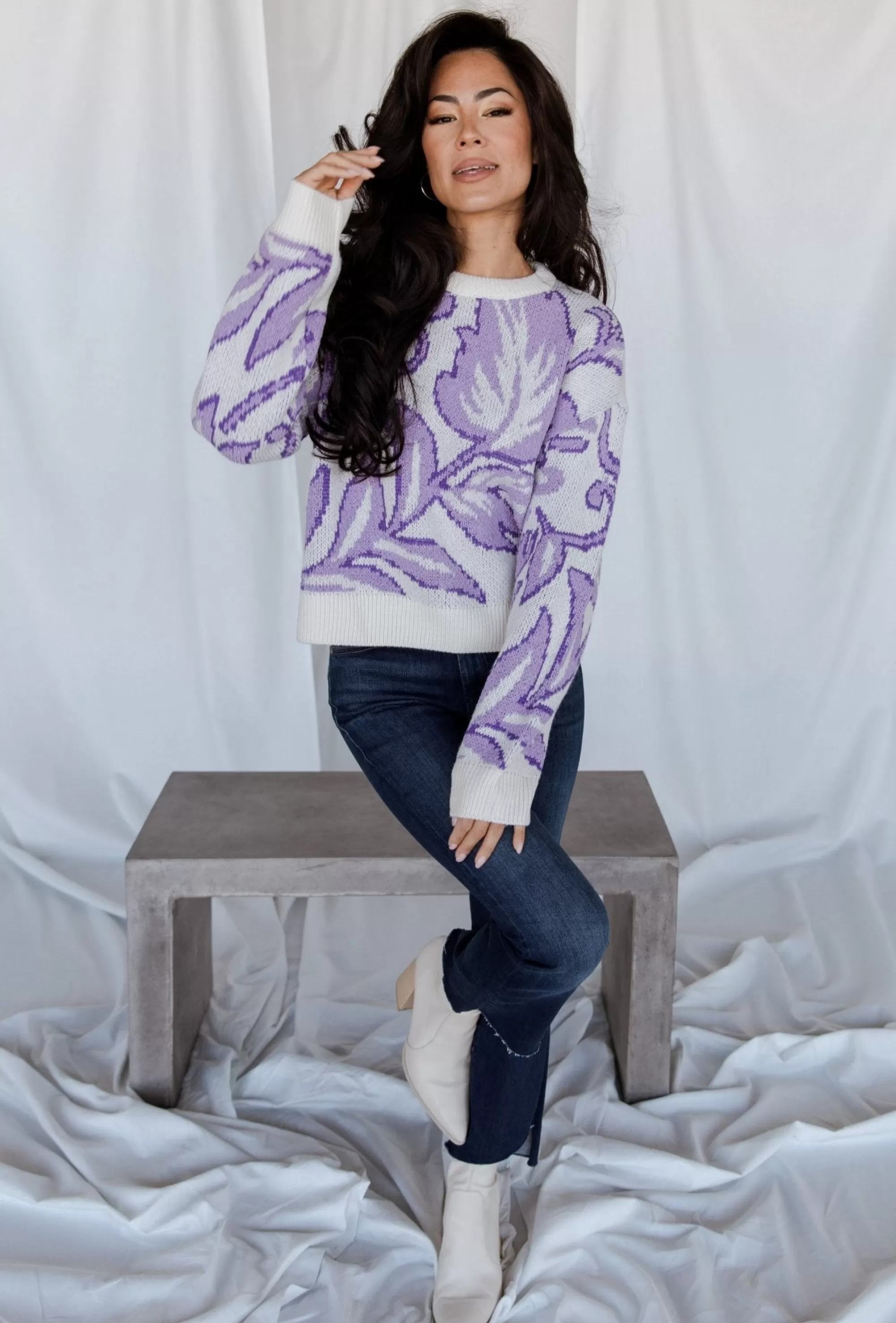 Baltic Born WINTER ESSENTIALS | Livy Knit Sweater | Lilac Print