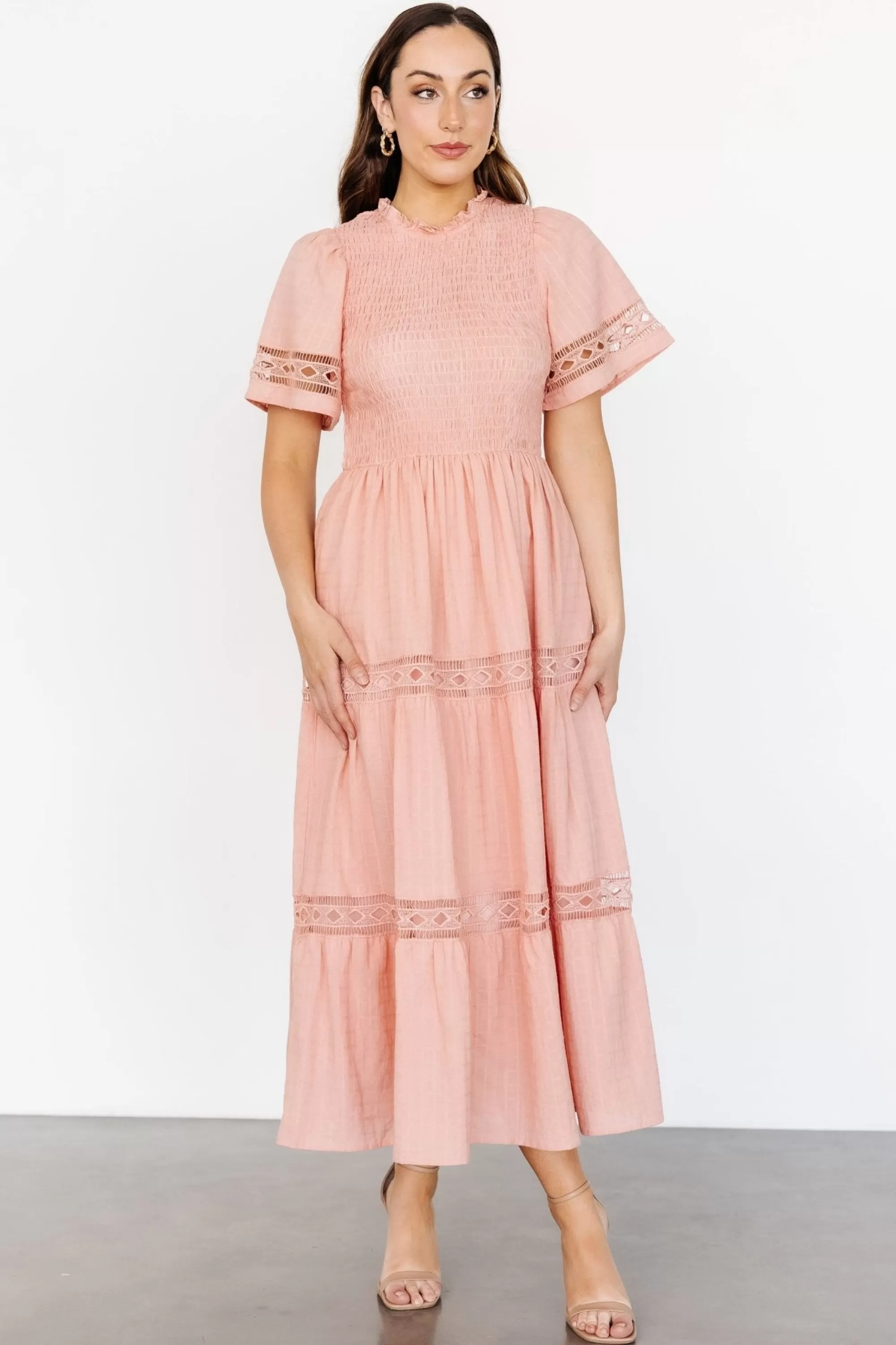 Baltic Born maxi dresses | WINTER ESSENTIALS | Loveland Geo Lace Maxi Dress | Peach