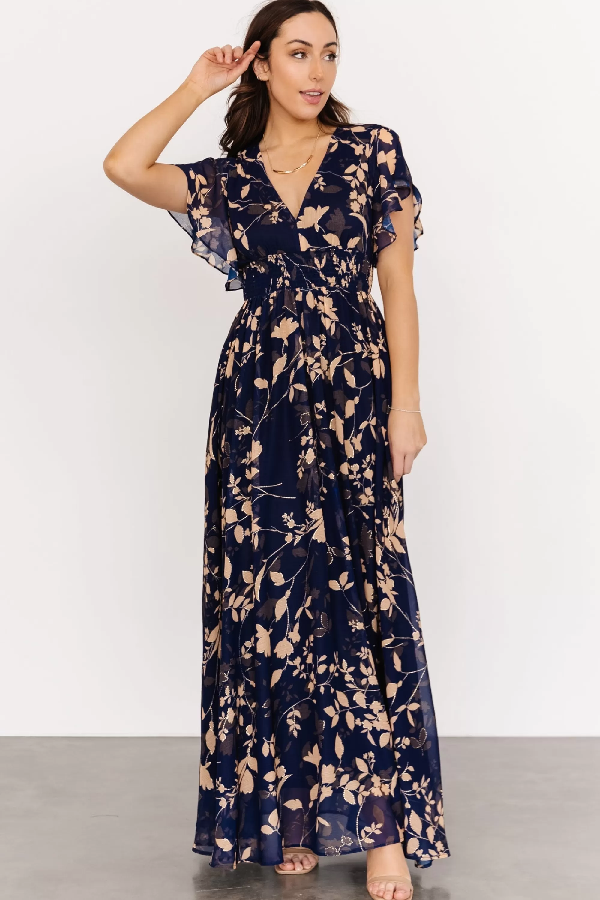 Baltic Born WEDDING SUITE | wedding guest | Lynlee Metallic Maxi Dress | Navy