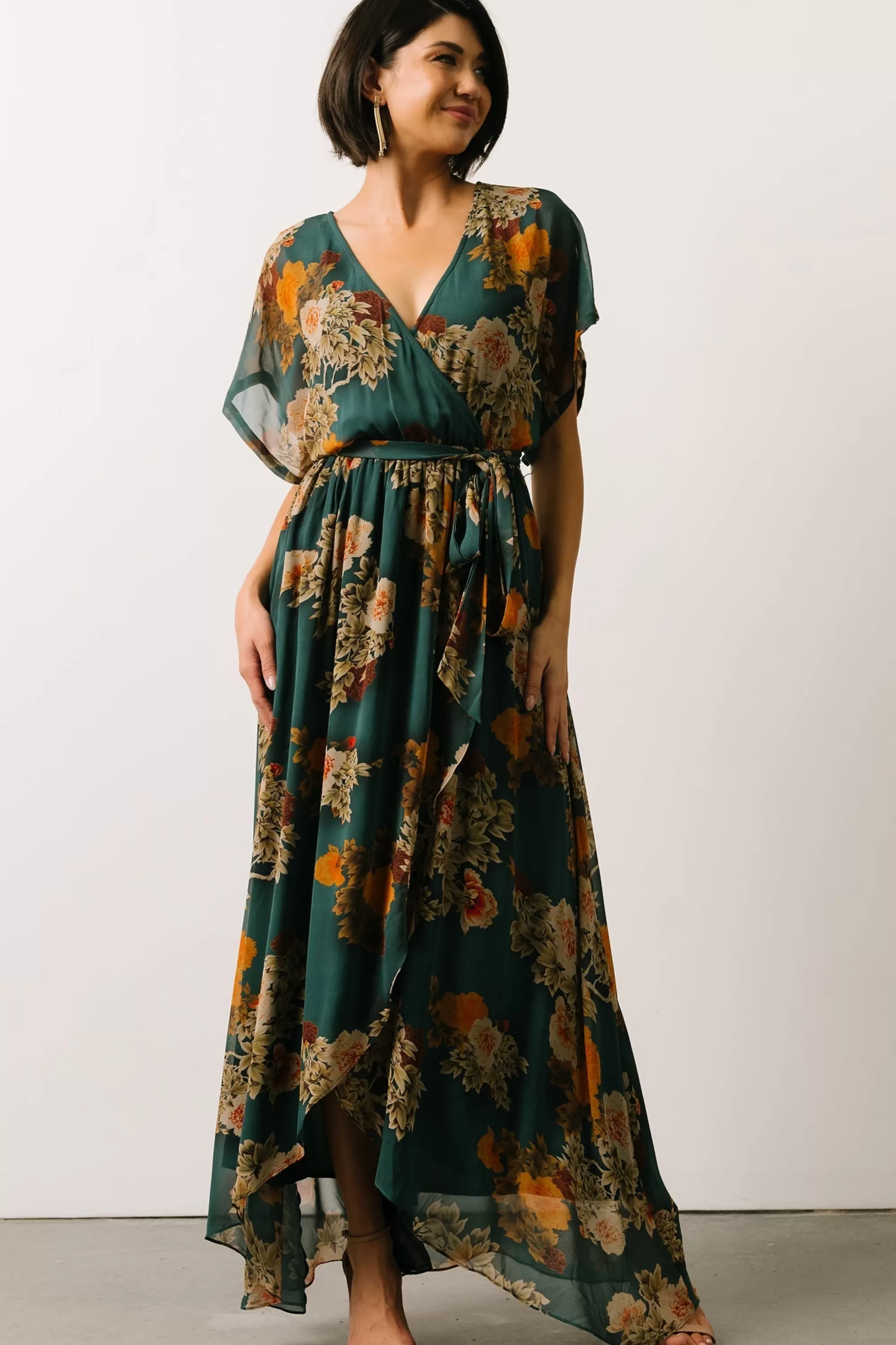 Baltic Born WINTER ESSENTIALS | Madeline Maxi Dress | Navy + Coral Floral
