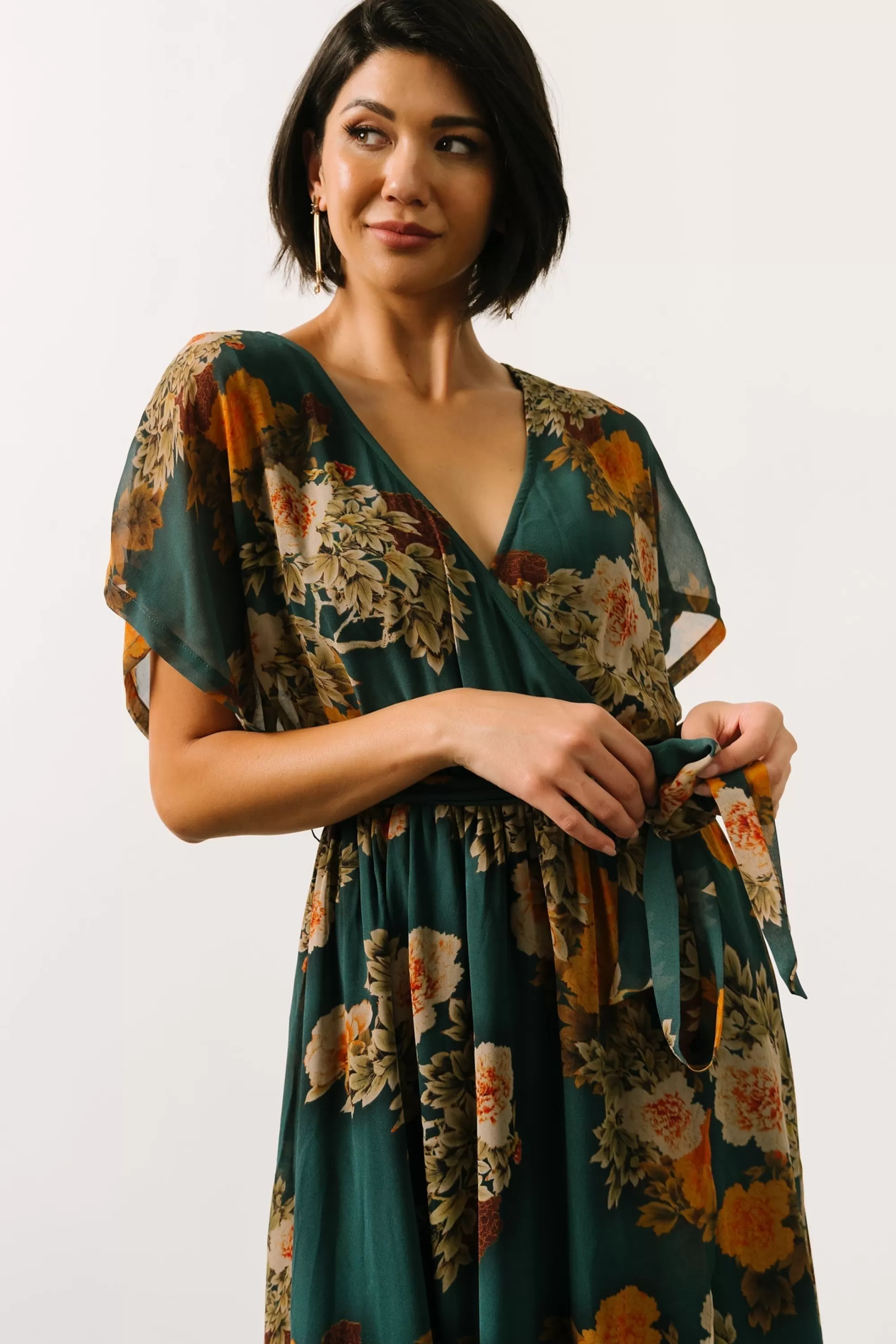Baltic Born WINTER ESSENTIALS | Madeline Maxi Dress | Navy + Coral Floral