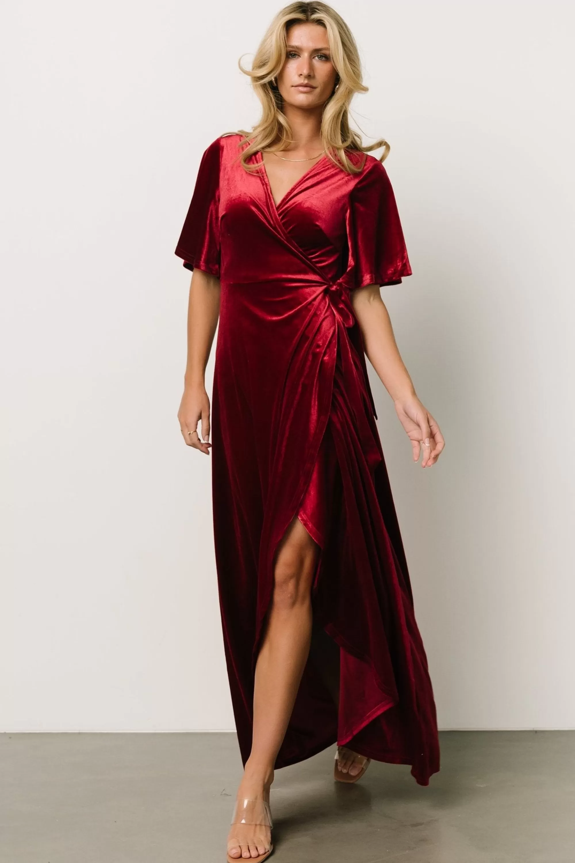 Baltic Born SALE | Maella Velvet Wrap Dress | Wine