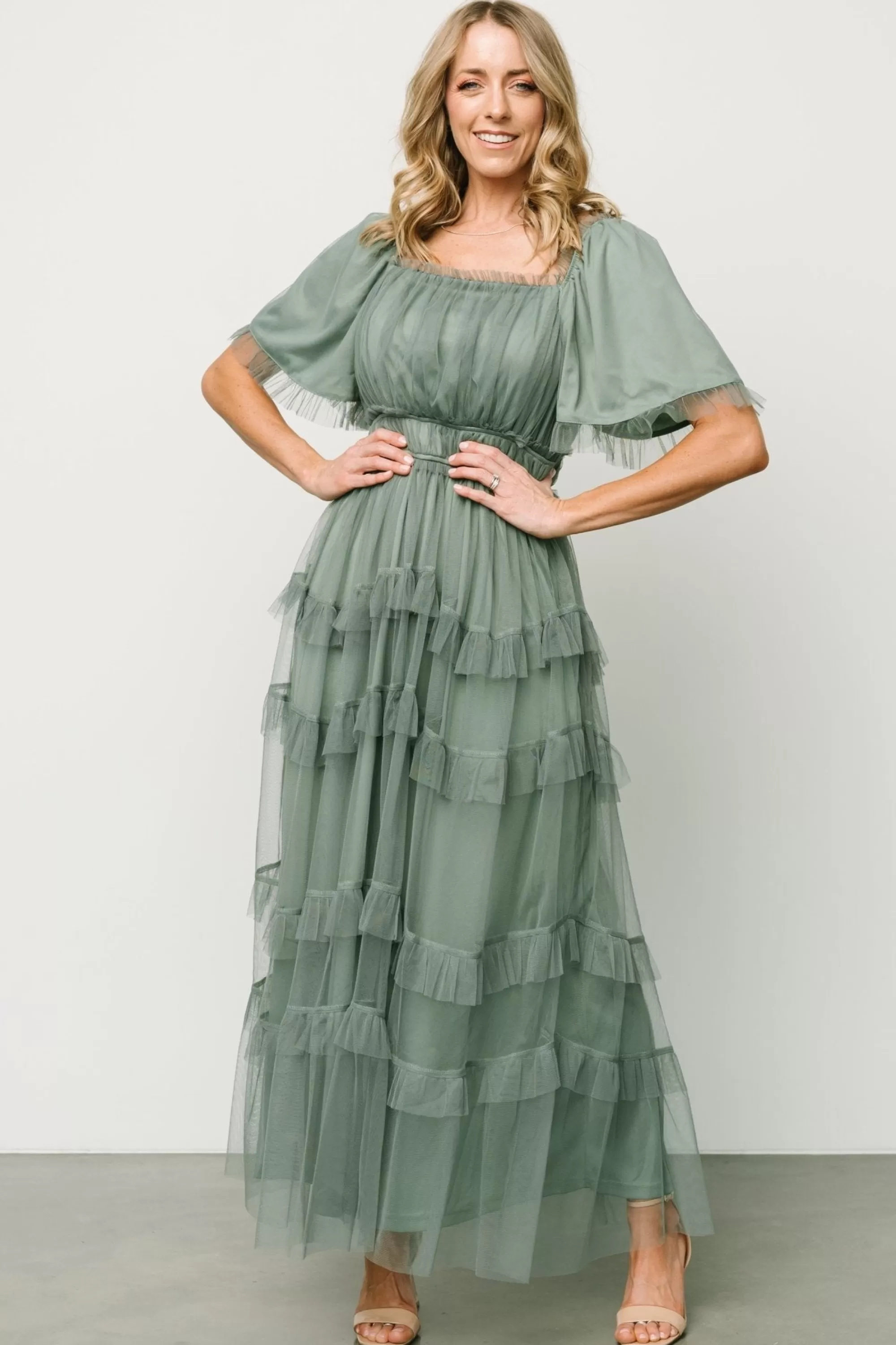 Baltic Born tulle styles | Magdalena Tulle Maxi Dress | Eucalyptus