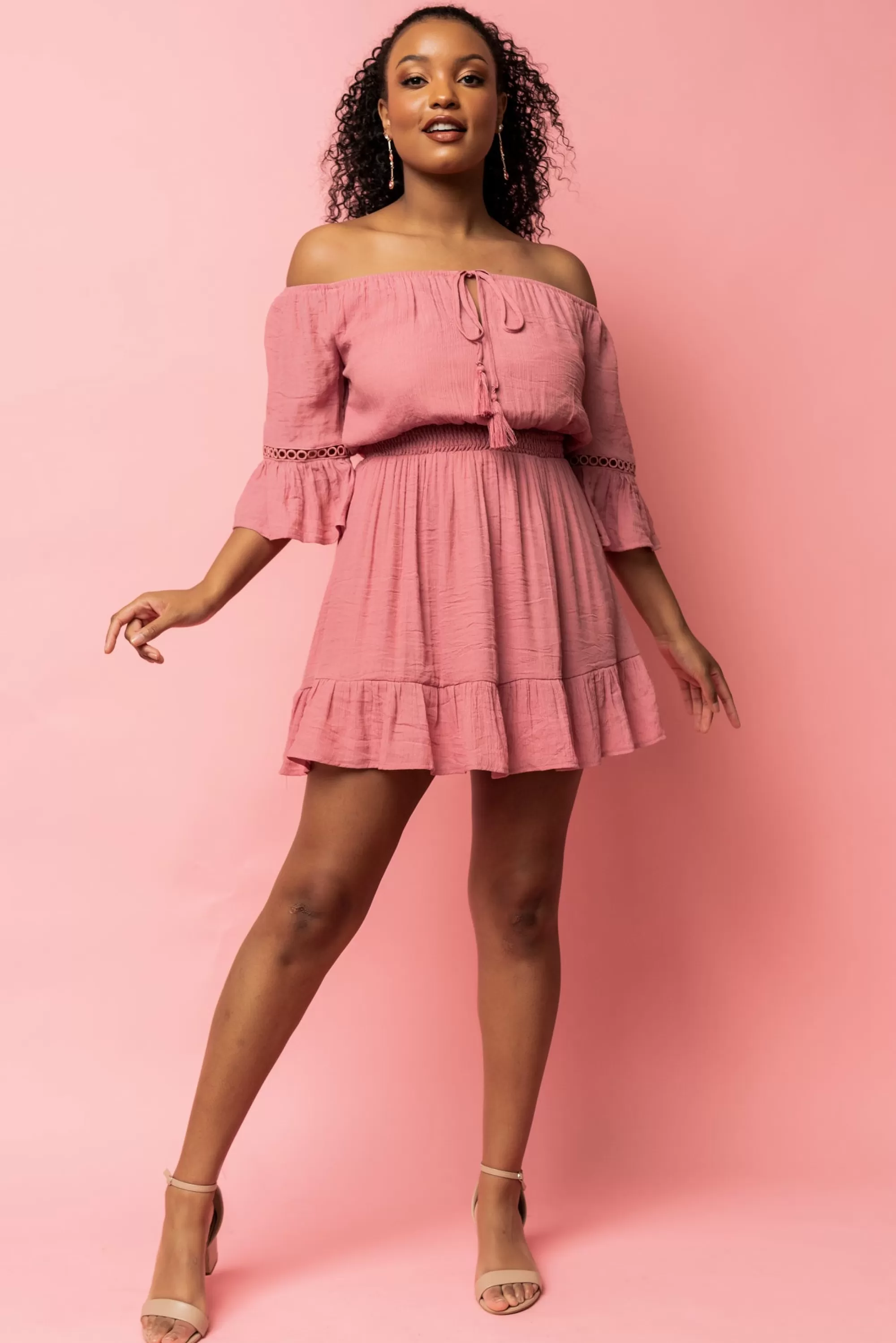 Baltic Born cover up | Magnolia Off Shoulder Mini Dress | Rose