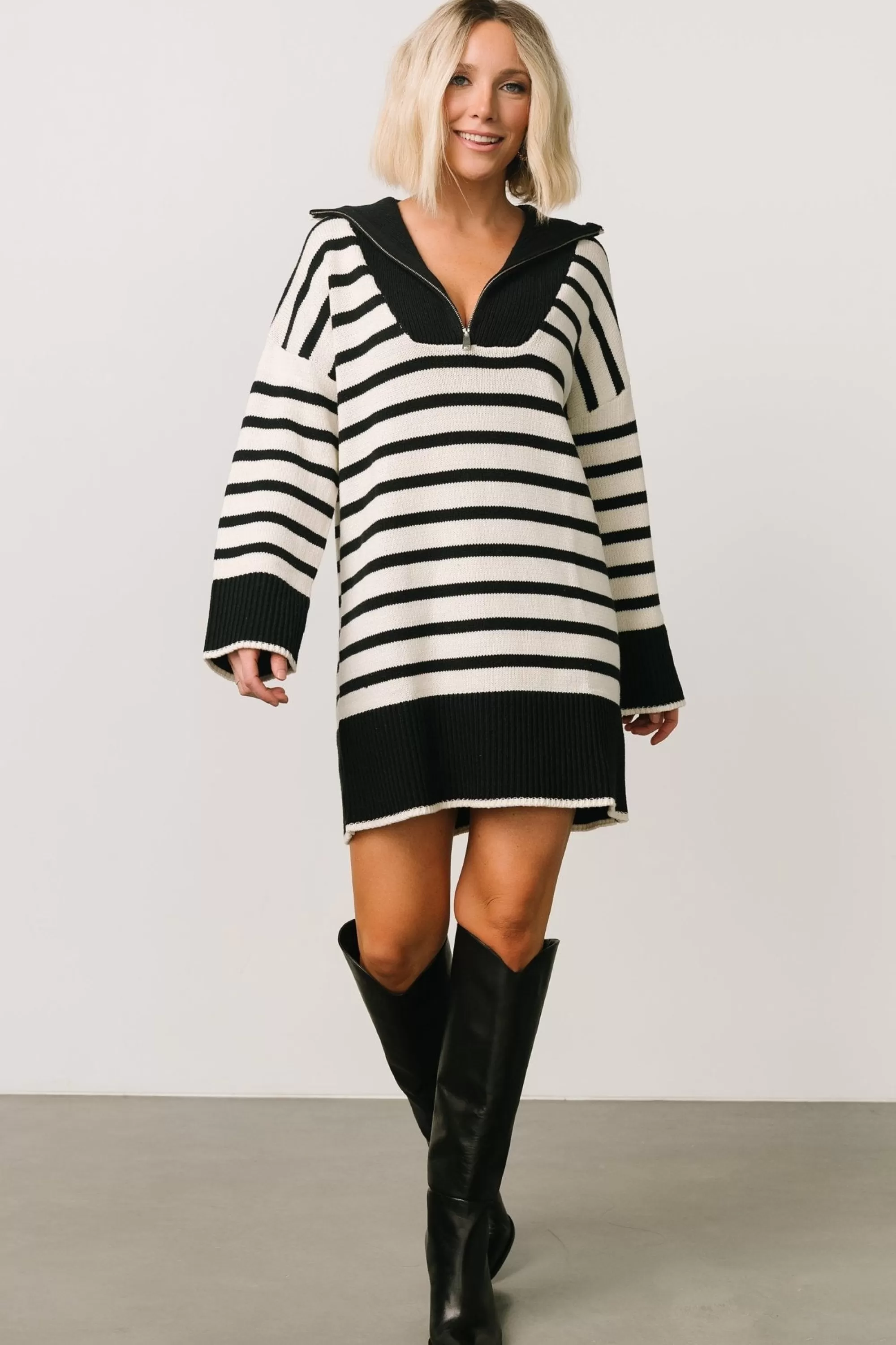 Baltic Born DRESSES | short dresses | Manon Sweater Dress | Black Stripe