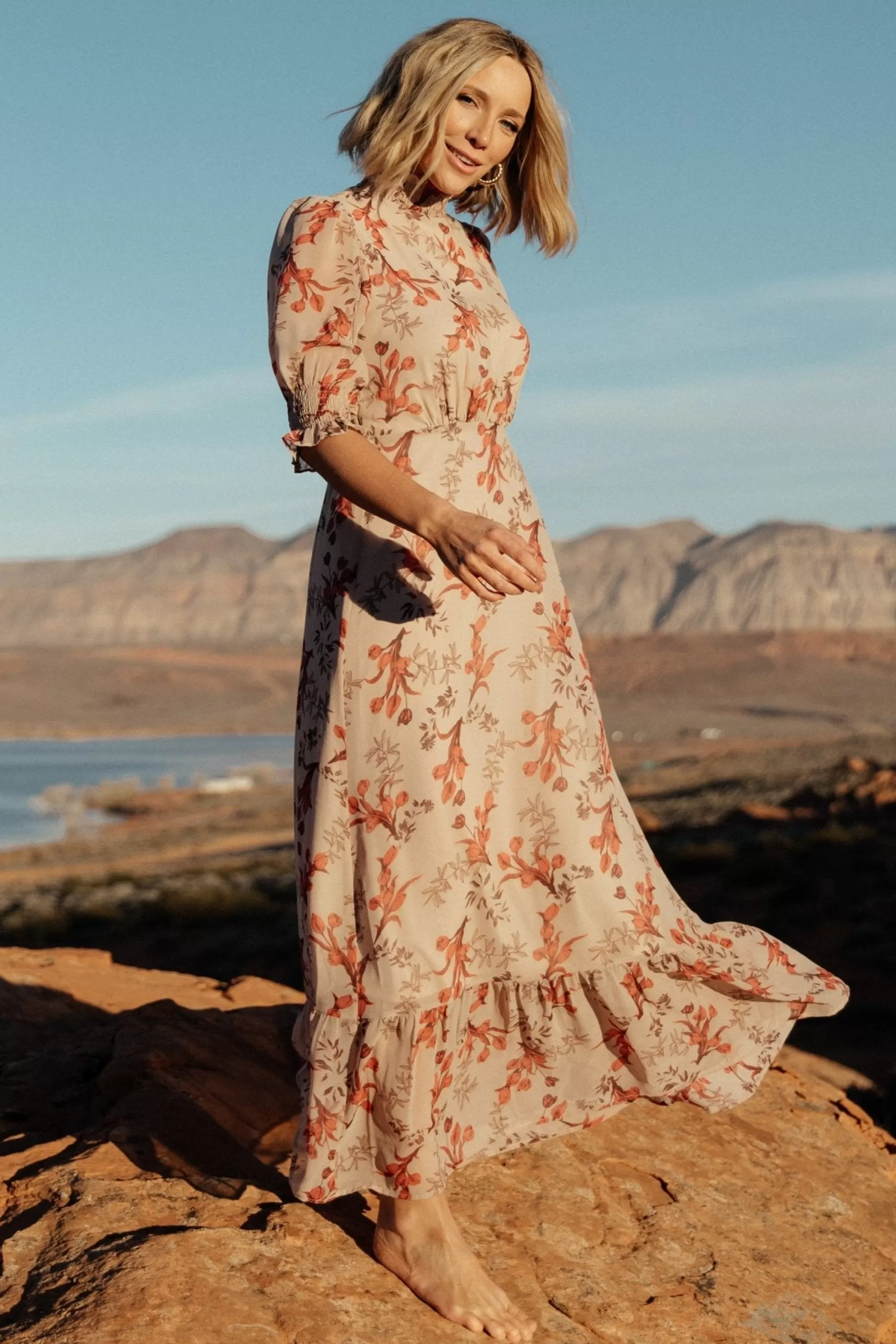 Baltic Born WEDDING SUITE | wedding guest | Marie Mock Neck Maxi Dress | Blush Floral