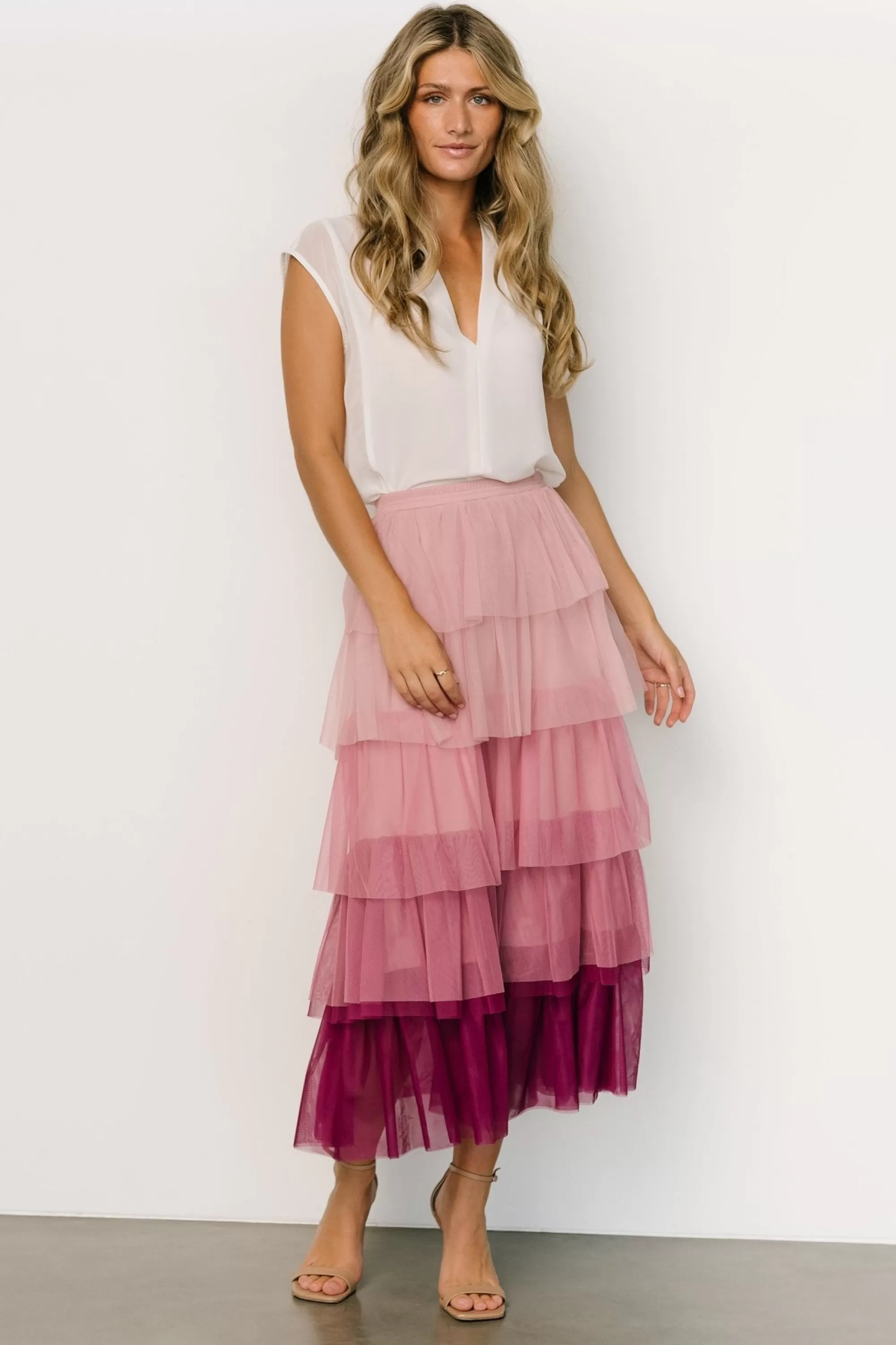 Baltic Born skirts | Marlene Tulle Ruffle Skirt | Mauve + Berry