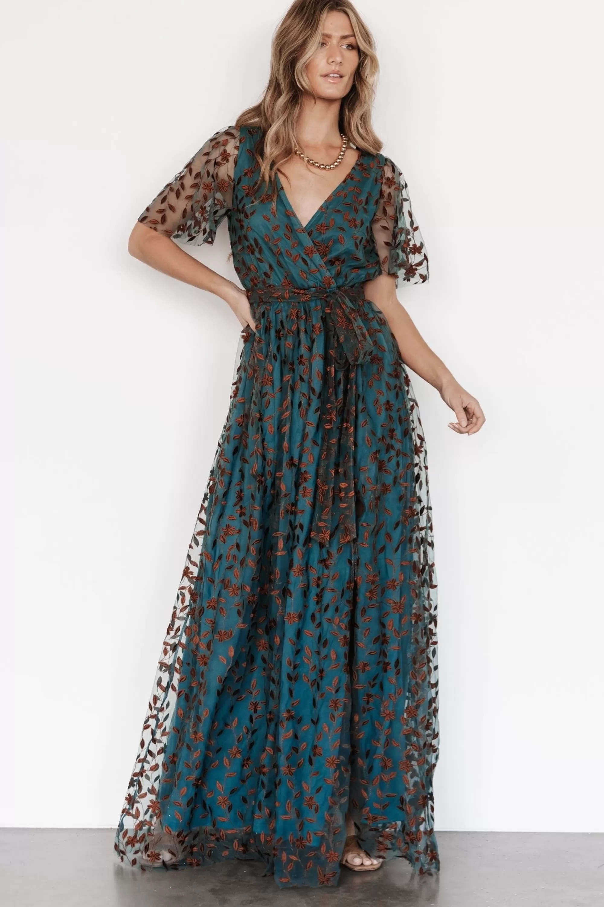 Baltic Born SALE | Marseille Embossed Maxi Dress | Jade + Bronze