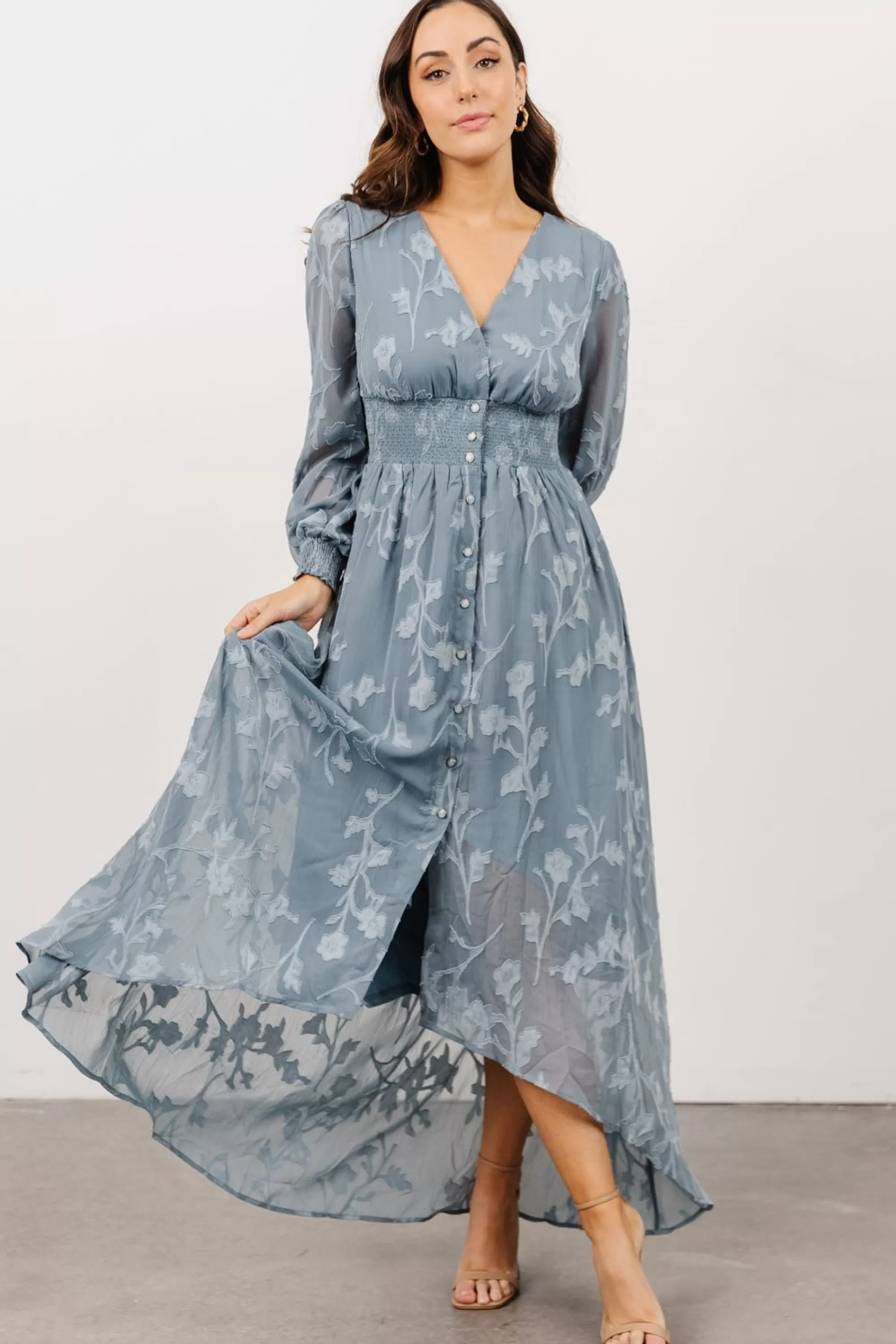 Baltic Born COMING SOON | Mayfair High Low Maxi Dress | Dusty Blue