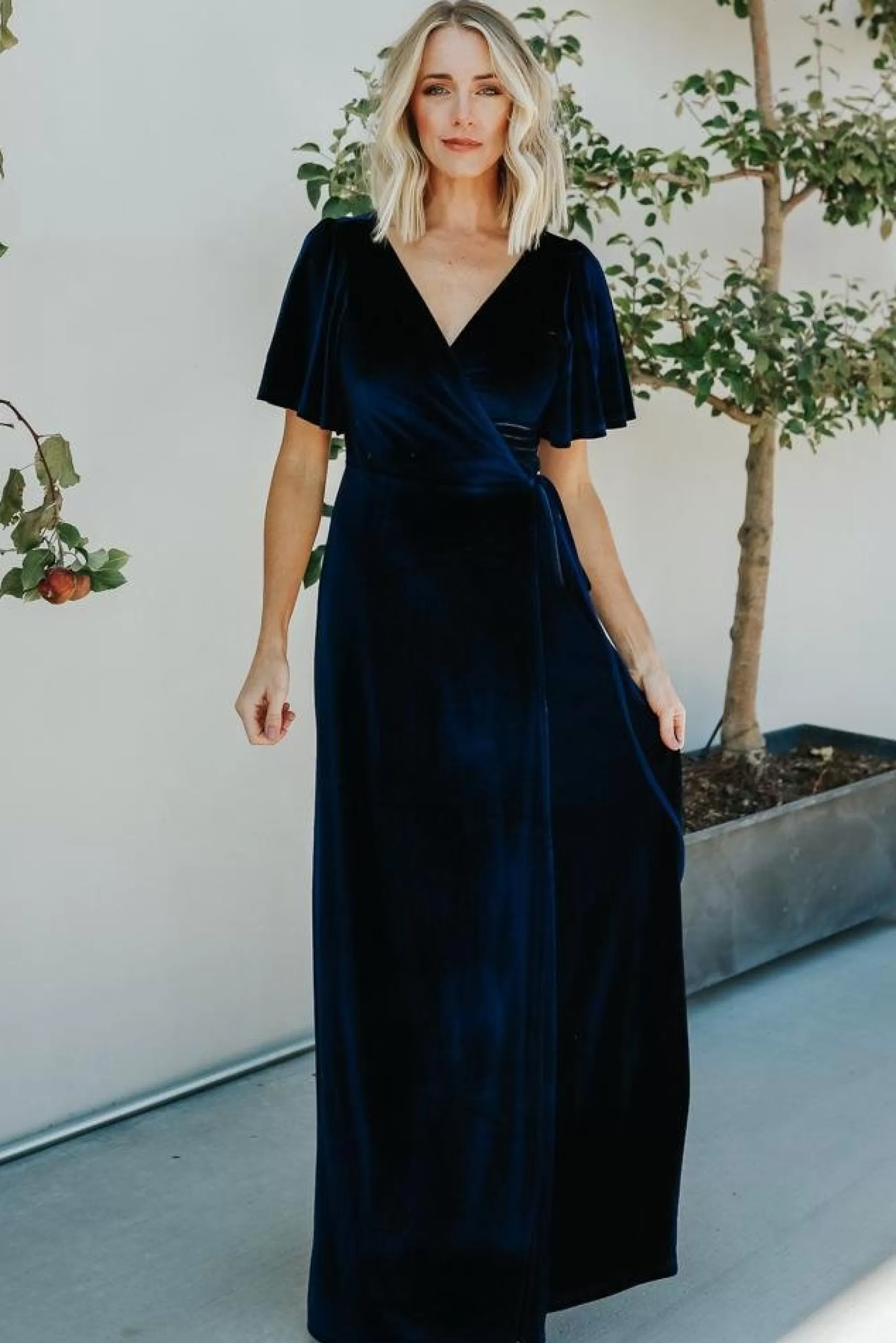 Baltic Born maxi dresses | WEDDING SUITE | Meghan Velvet Wrap Maxi Dress | Navy