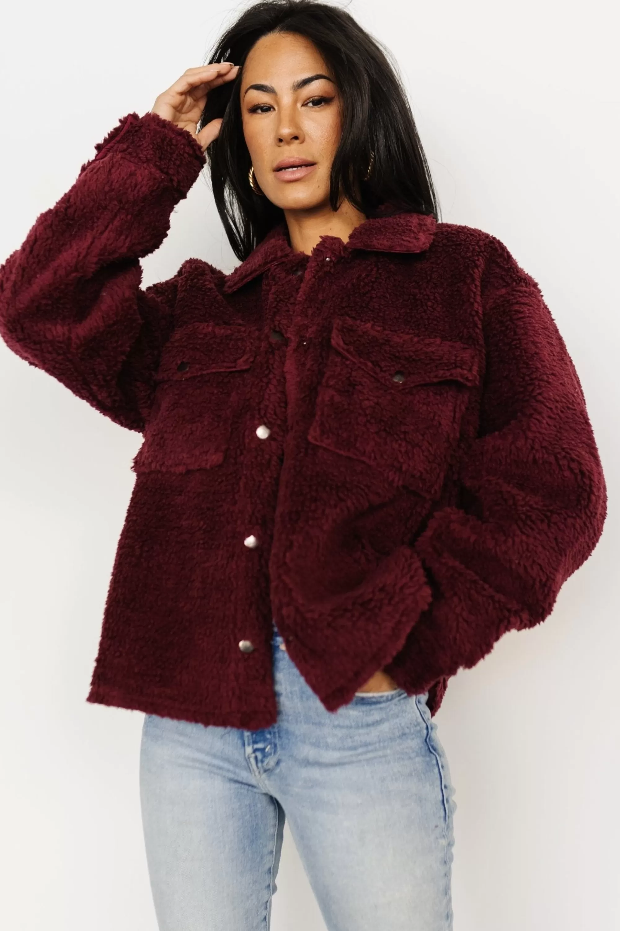 Baltic Born outerwear | Midtown Sherpa Jacket | Burgundy