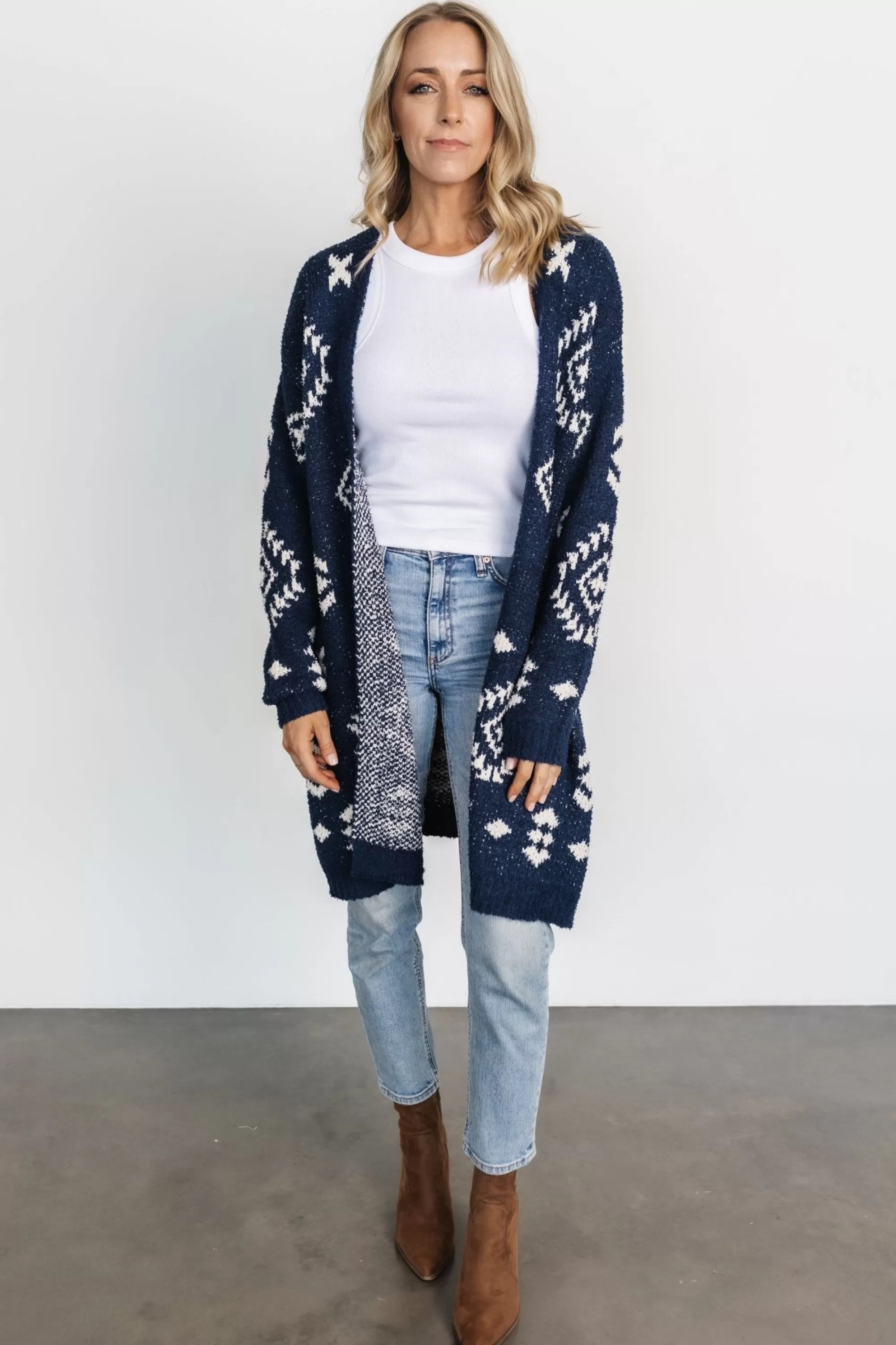 Baltic Born sweaters | cardigans | Missoula Oversized Cardigan | Navy + Ivory