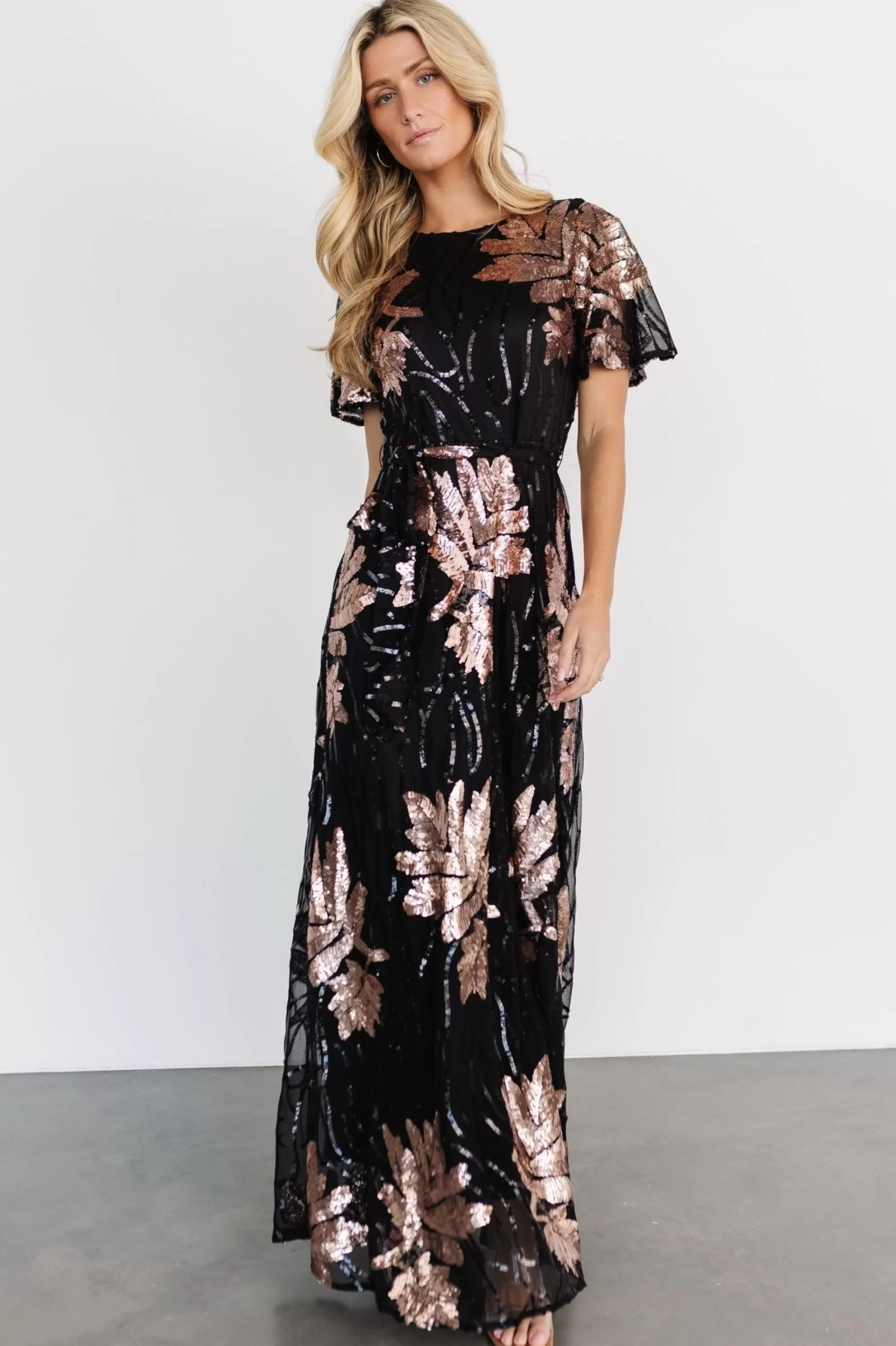 Baltic Born COMING SOON | Muse Sequin Maxi Dress | Black + Rose