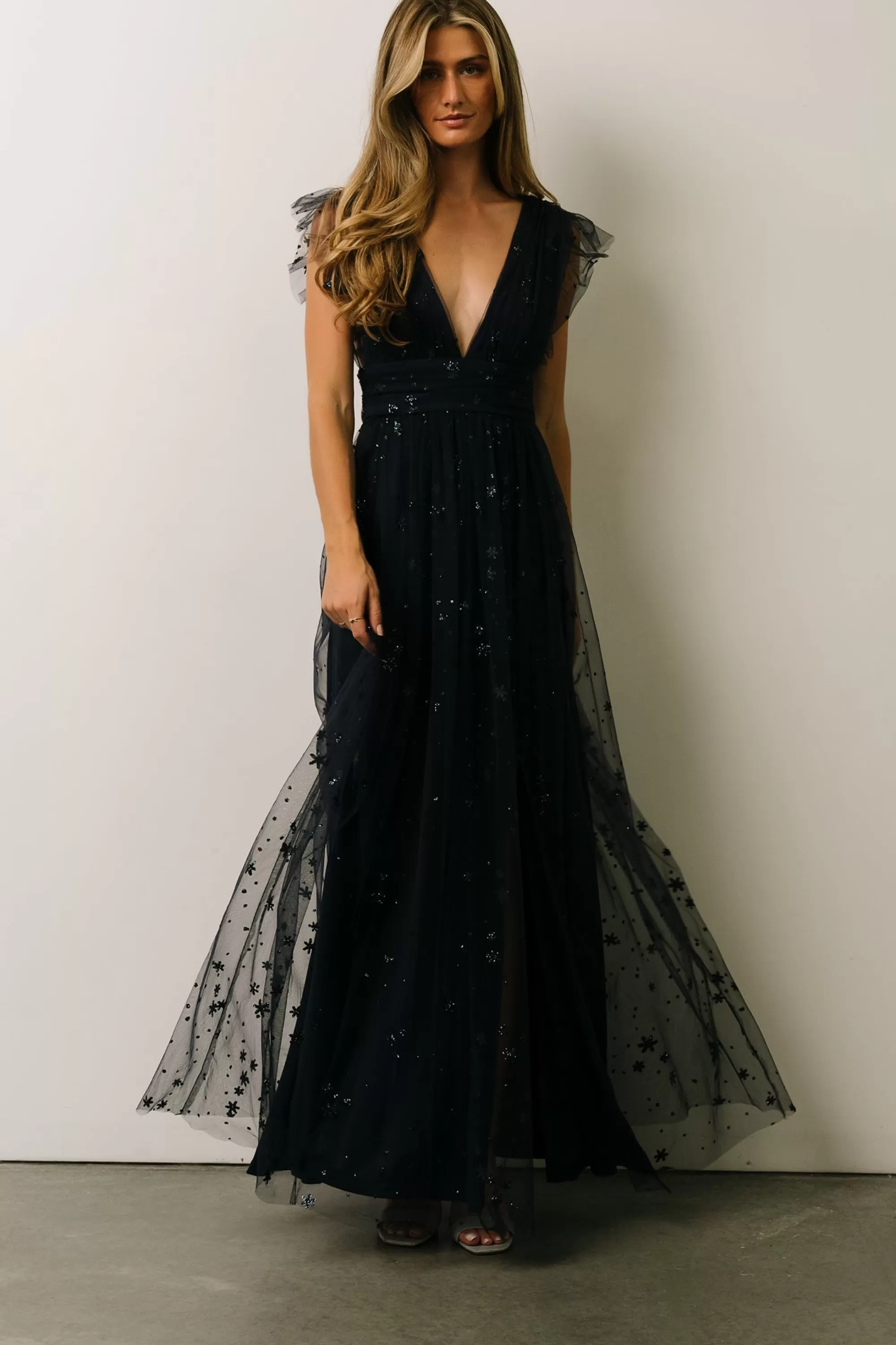 Baltic Born tulle styles | Nova Shimmer Maxi Dress | Navy