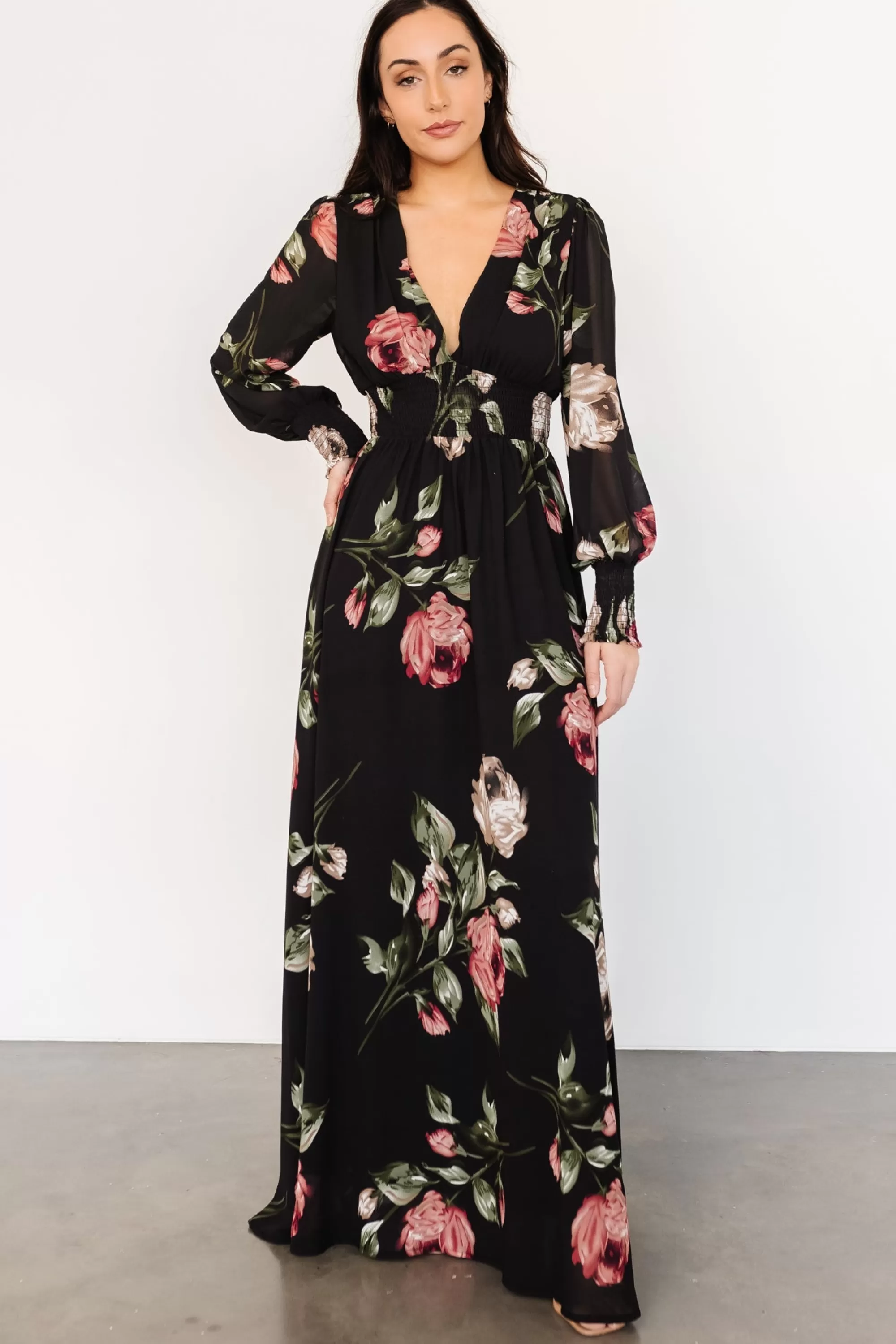 Baltic Born WEDDING SUITE | wedding guest | Olivia Maxi Dress | Black Rose Floral