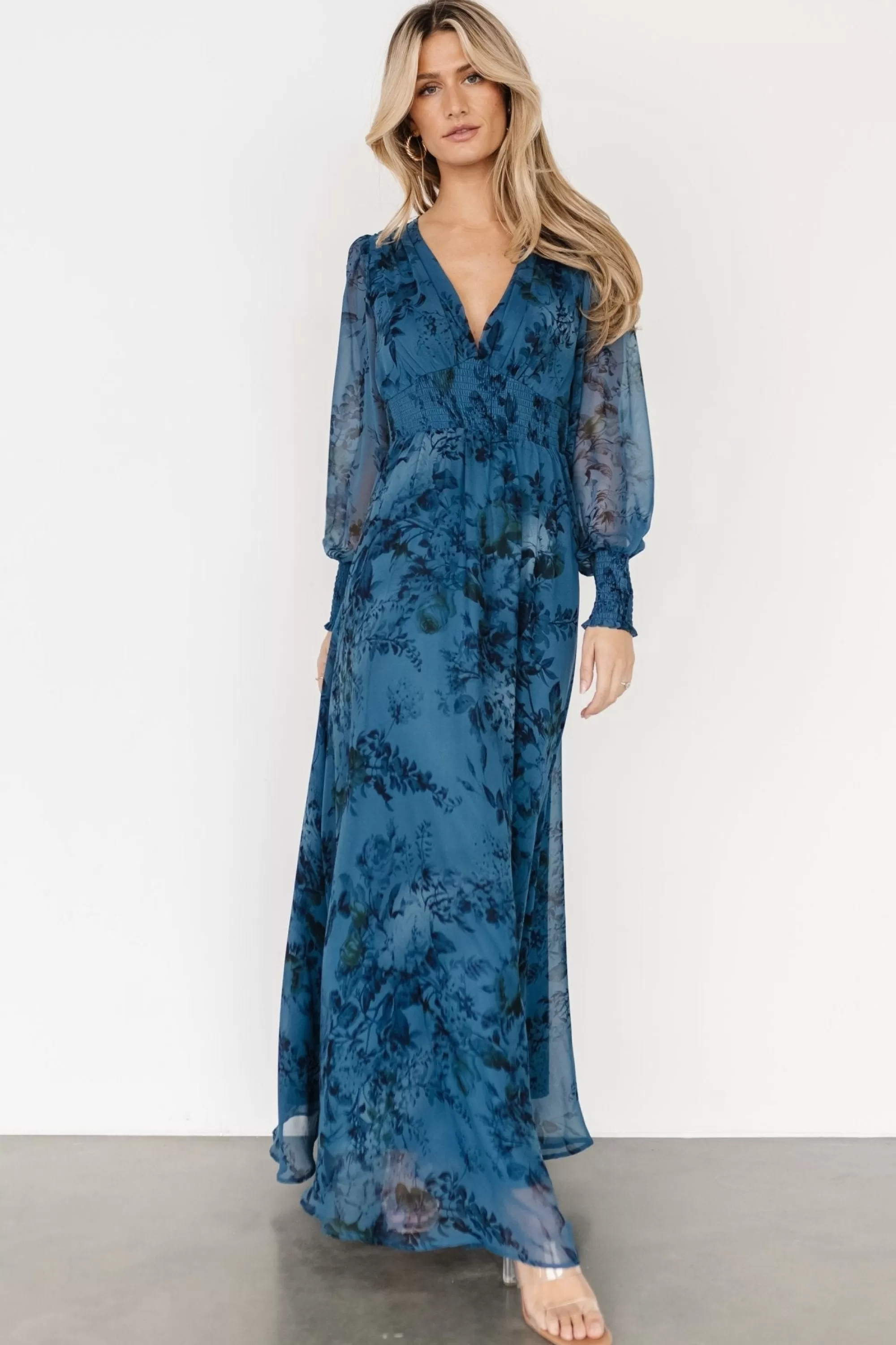 Baltic Born WEDDING SUITE | wedding guest | Olivia Maxi Dress | Deep Blue Floral