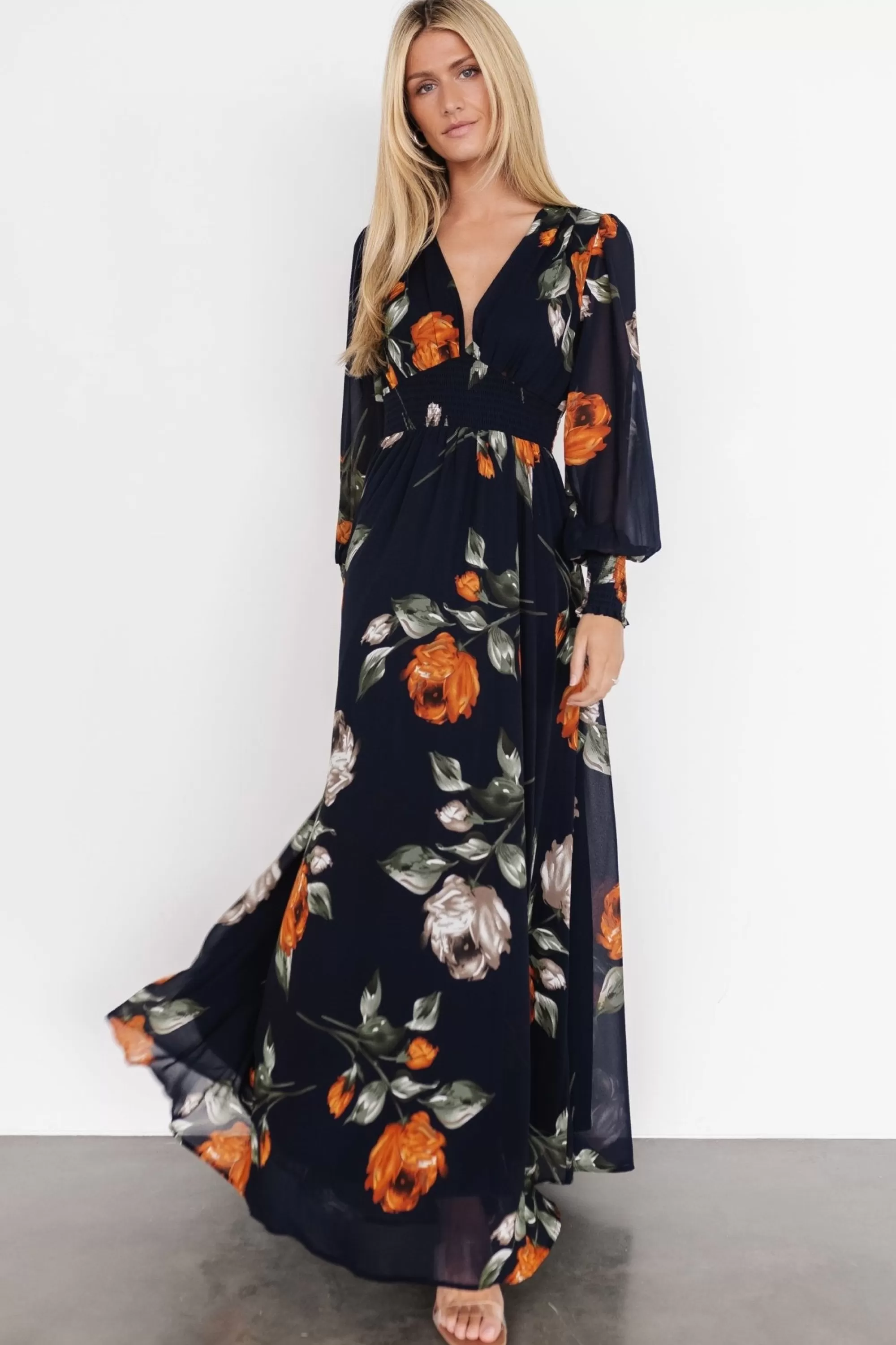 Baltic Born WEDDING SUITE | wedding guest | Olivia Maxi Dress | Midnight Navy Floral