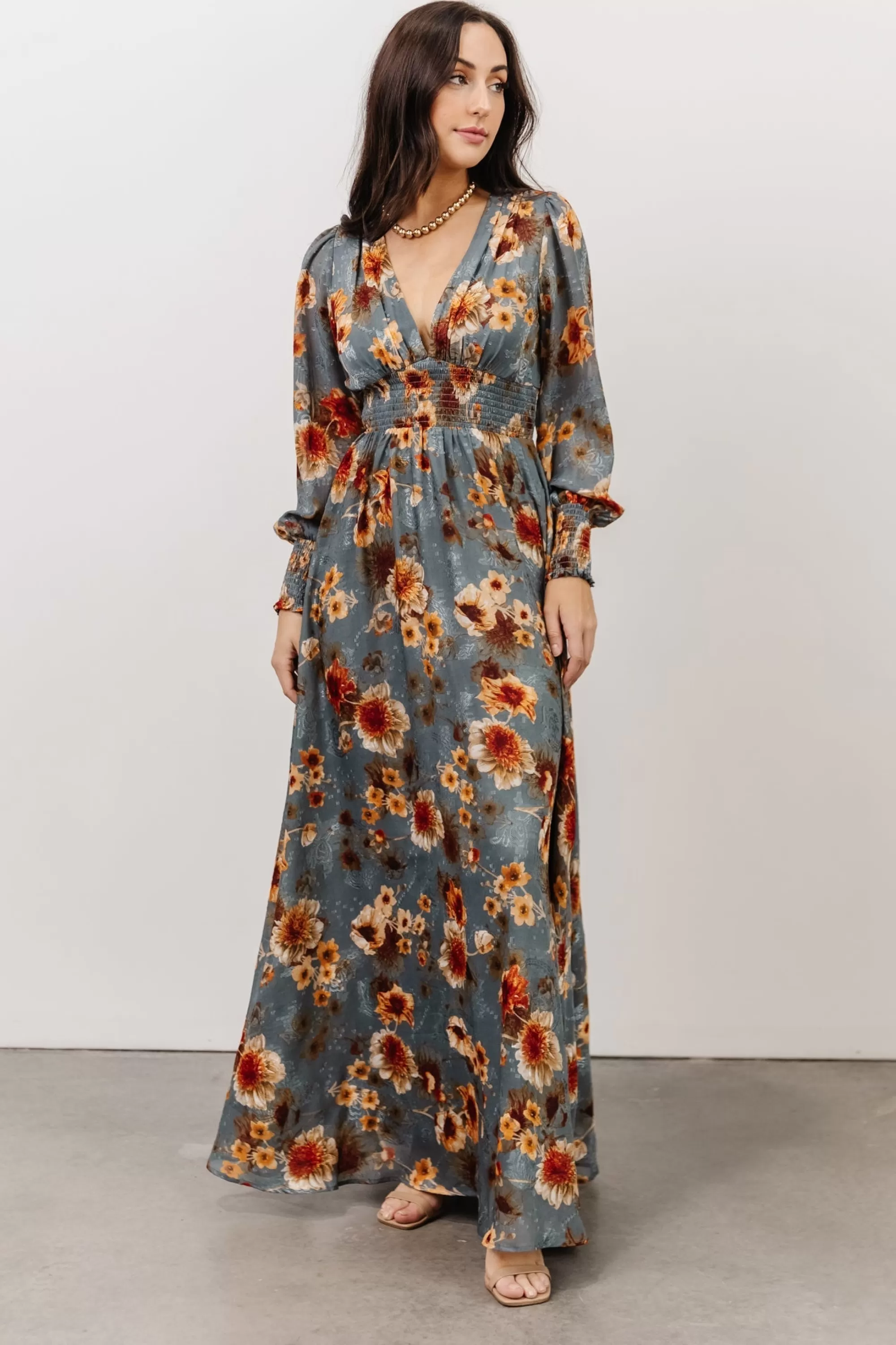 Baltic Born WEDDING SUITE | wedding guest | Olivia Maxi Dress | Slate + Rust Floral