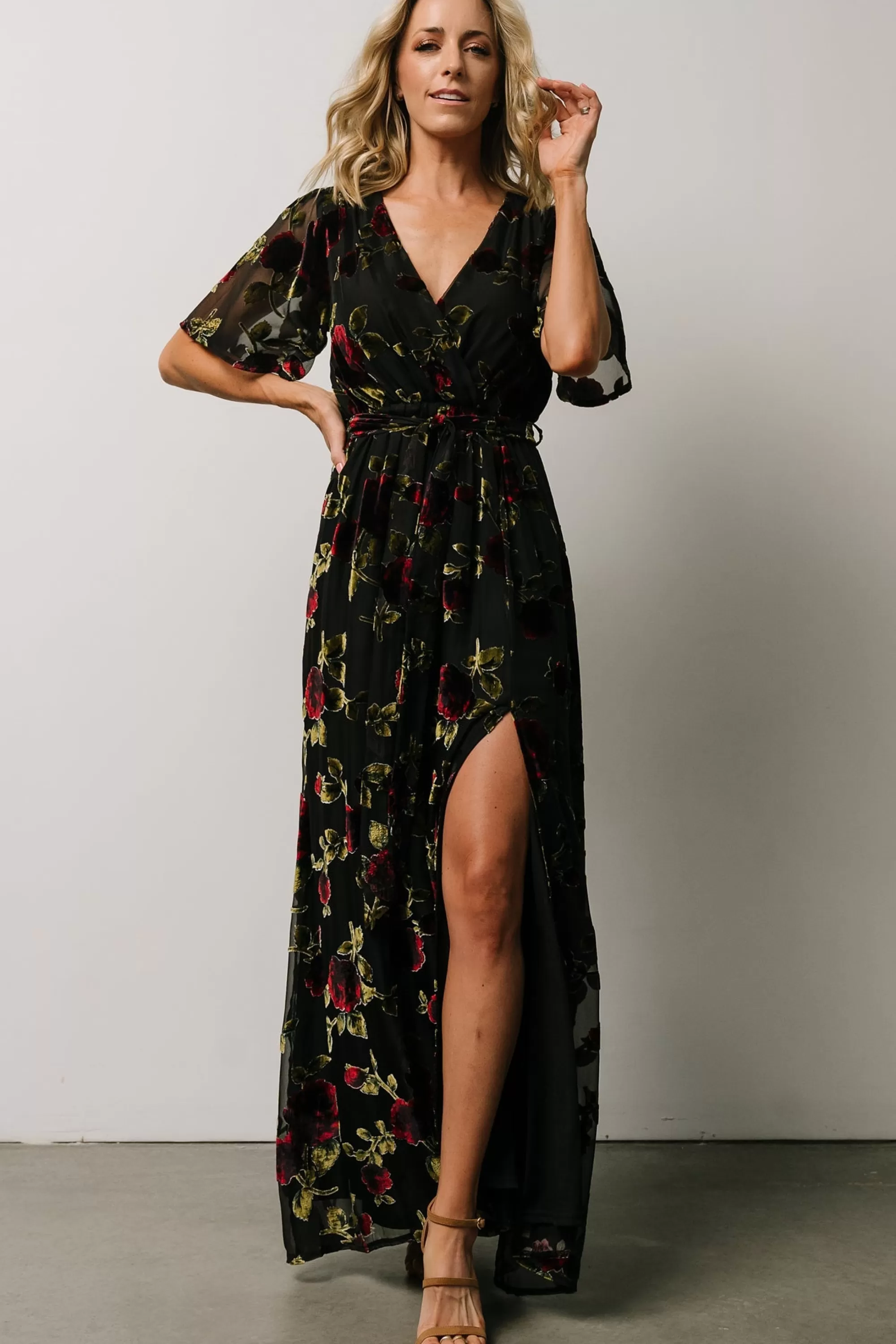 Baltic Born maxi dresses | WEDDING SUITE | Parisian Velvet Maxi Dress | Black Rose Floral