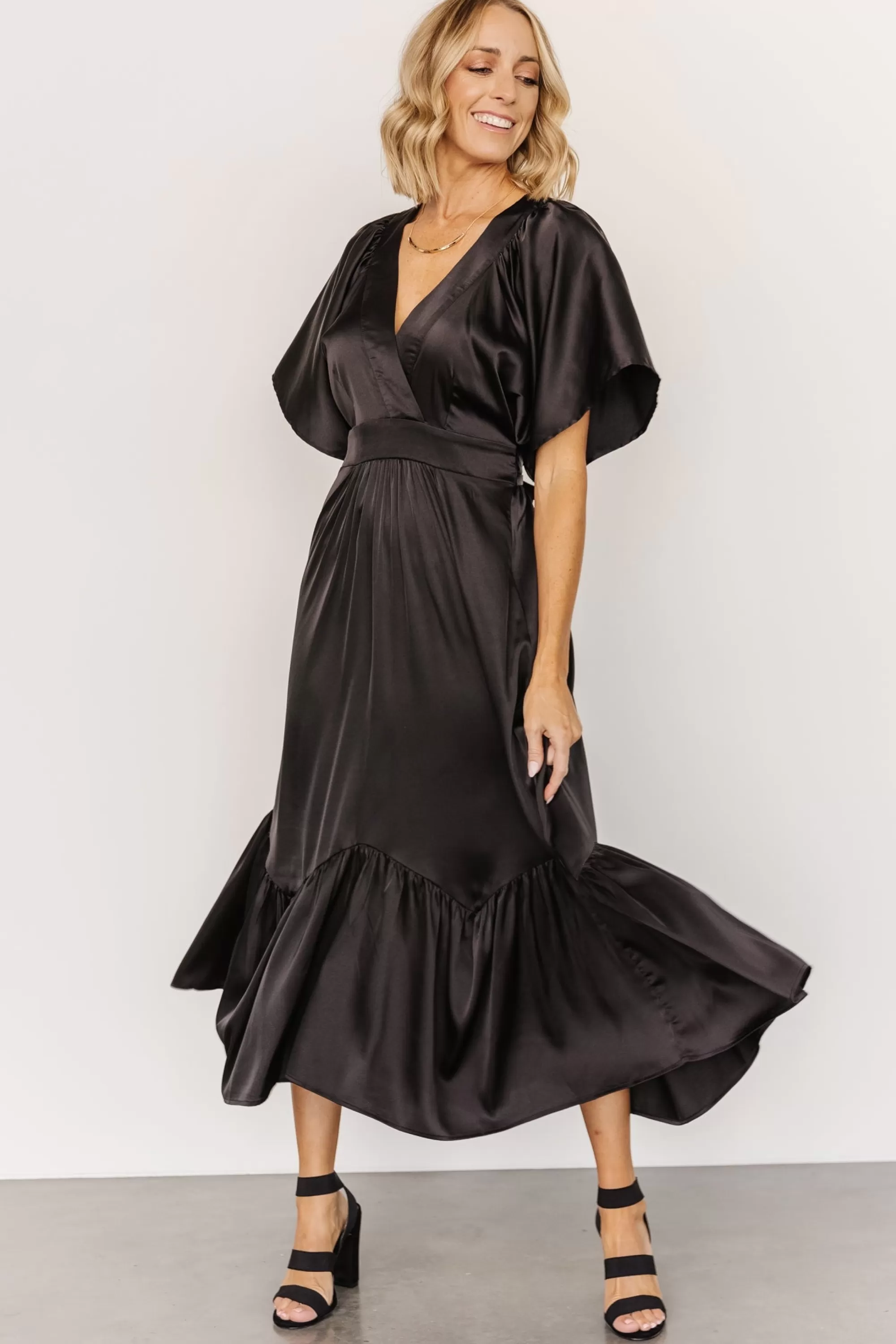 Baltic Born WINTER ESSENTIALS | Pasadena Satin Dress | Black