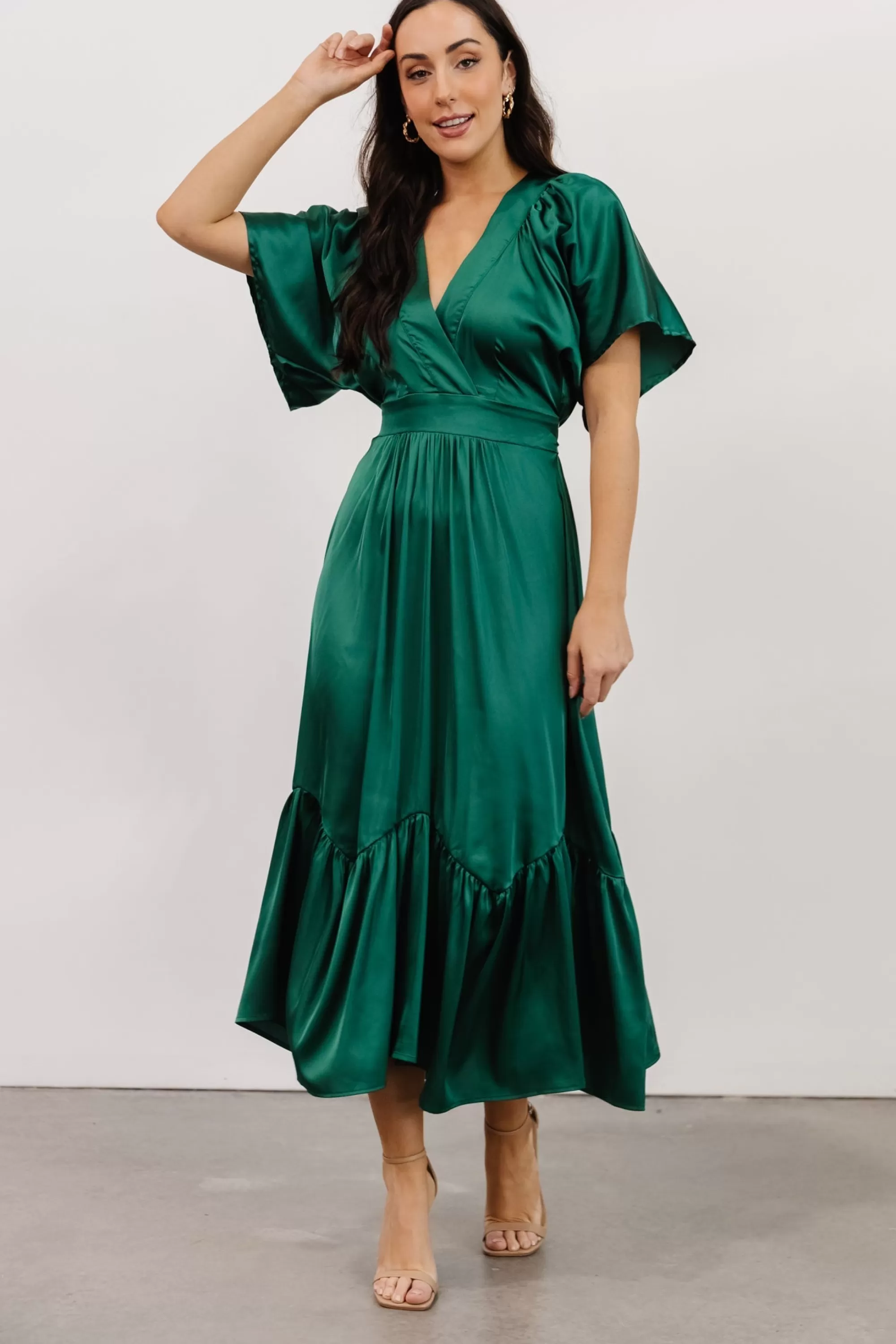 Baltic Born WINTER ESSENTIALS | Pasadena Satin Dress | Green