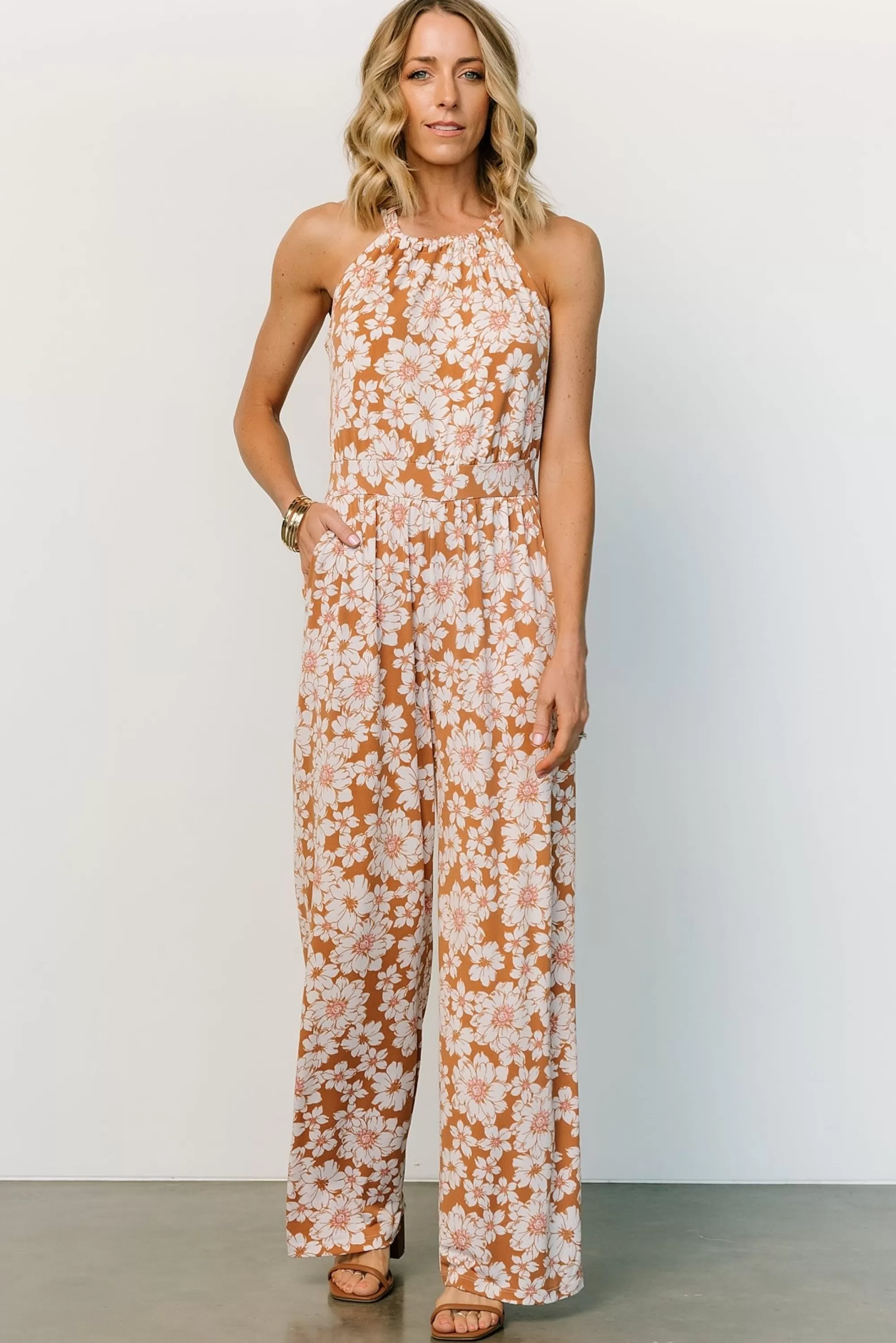 Baltic Born JUMPSUITS + ROMPERS | Porto Tie Jumpsuit | Camel Floral