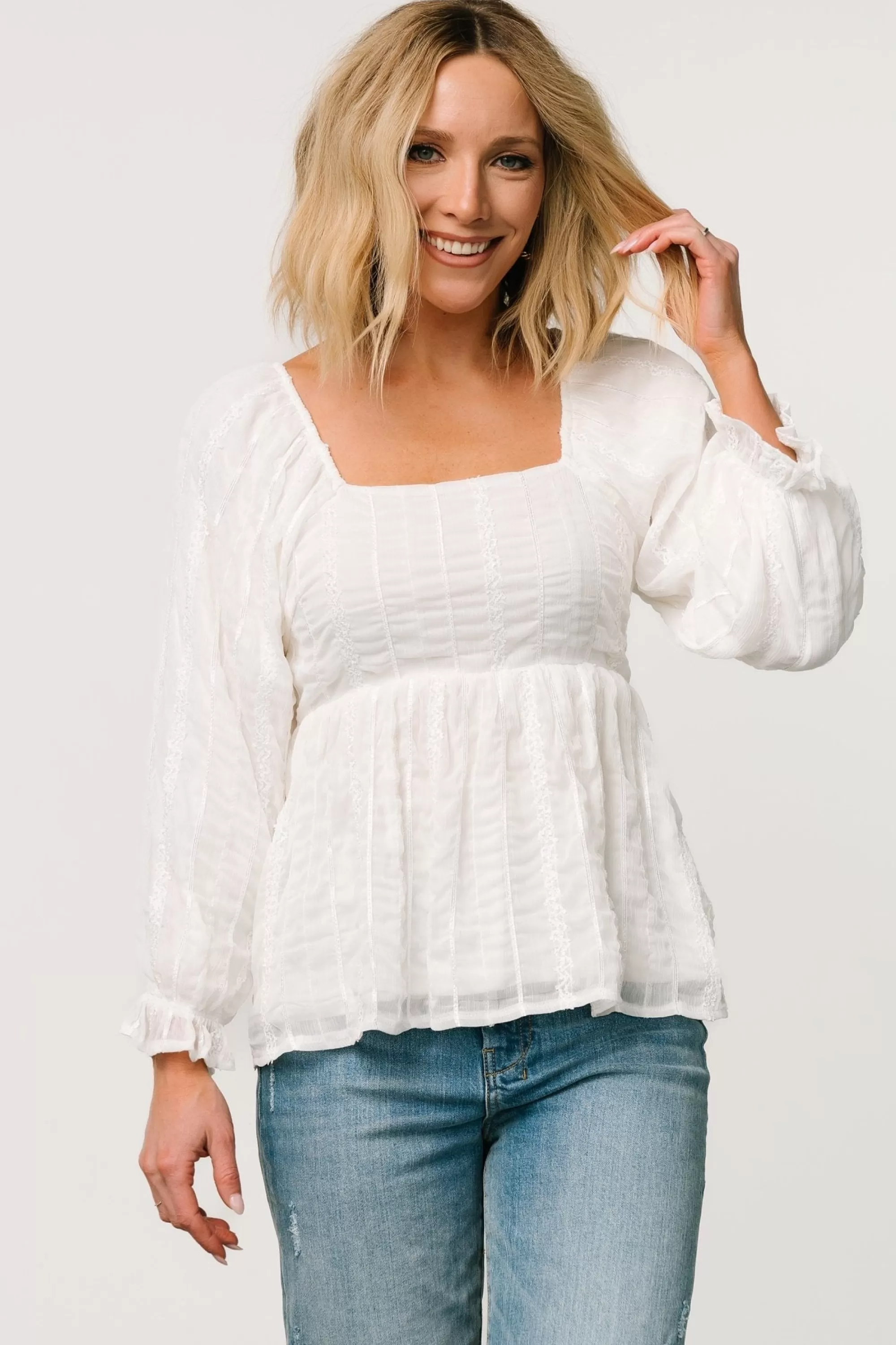 Baltic Born blouses + shirts | Priscilla Embroidered Top | Ivory