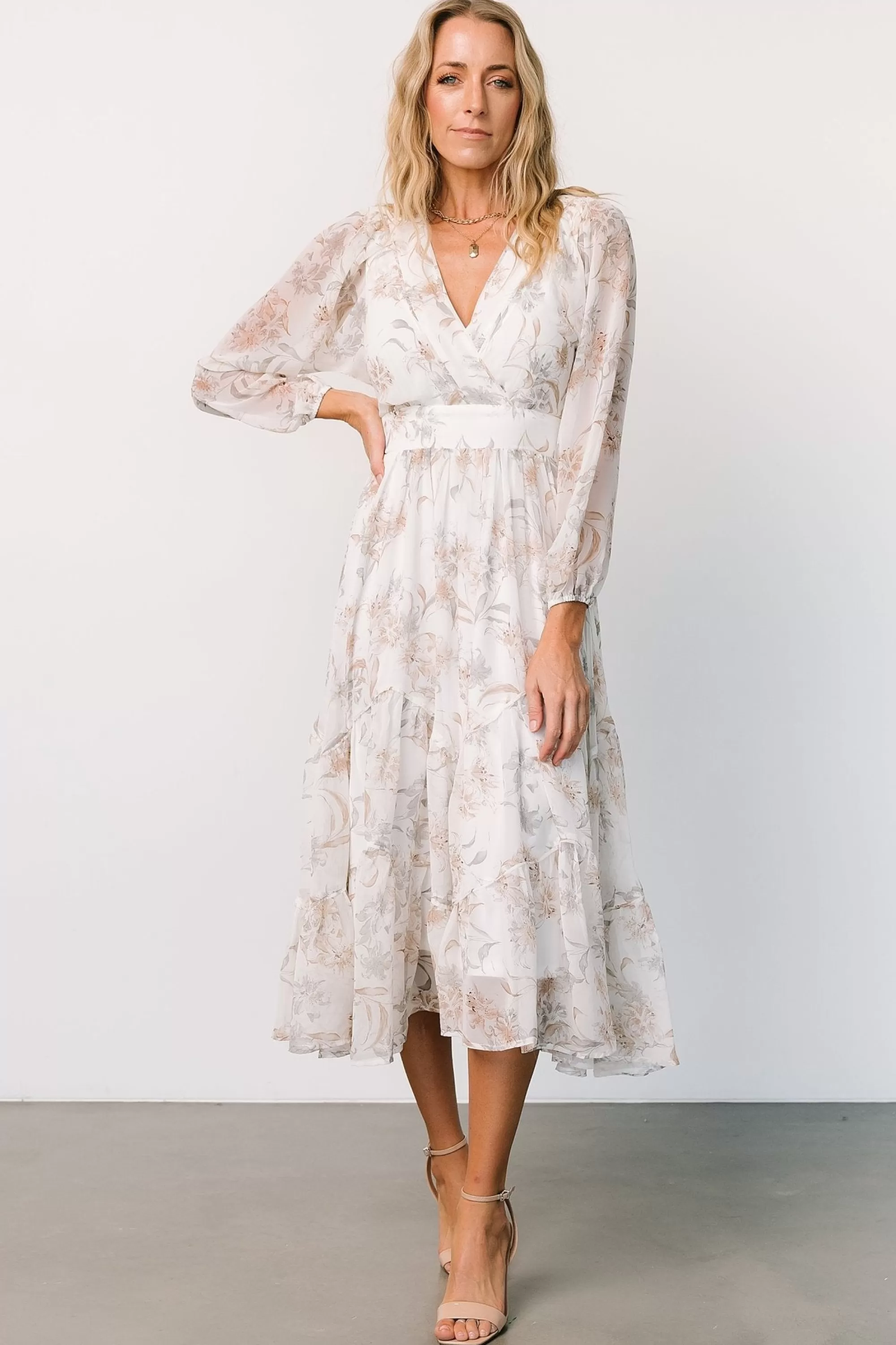 Baltic Born midi dresses | EXTENDED SIZING | Raven Midi Dress | Off White Floral