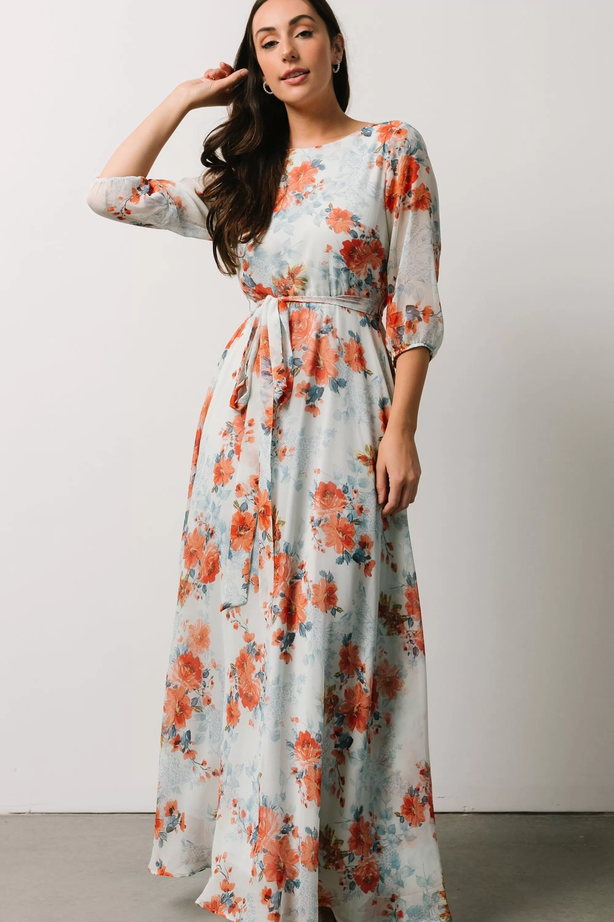 Baltic Born DRESSES | maxi dresses | Rebecca Maxi Dress | Blue + Coral Blossom