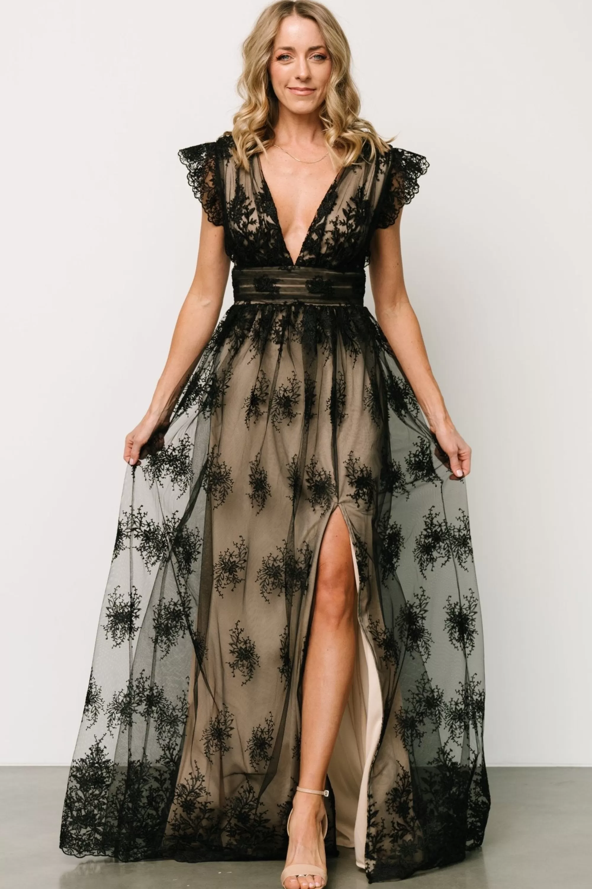 Baltic Born tulle styles | Rhea Tulle Maxi Dress | Black + Nude