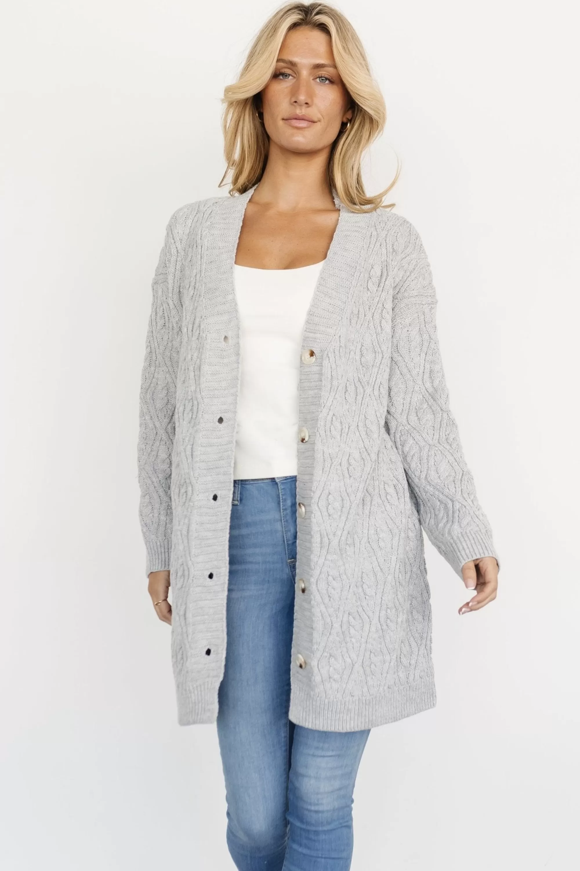 Baltic Born cardigans | Richey Cable Knit Cardigan | Gray