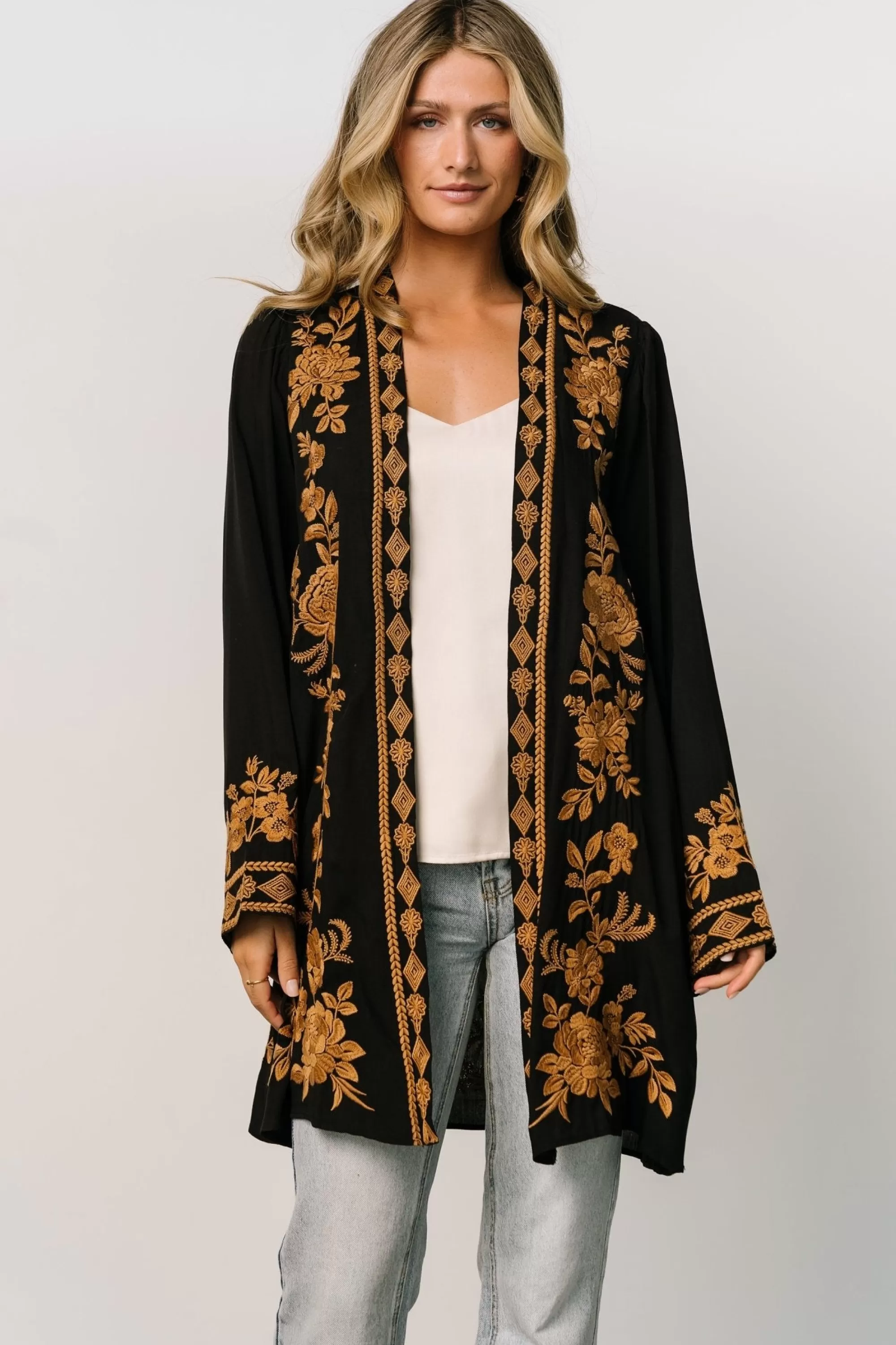 Baltic Born EXTENDED SIZING | Rigby Kimono | Black + Camel