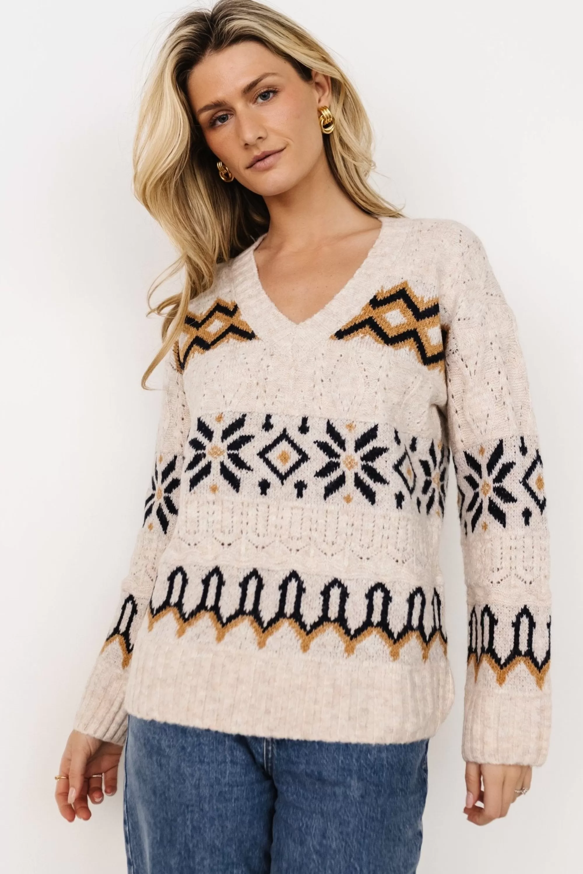 Baltic Born sweaters | Romely Pointelle Sweater | Beige Multi