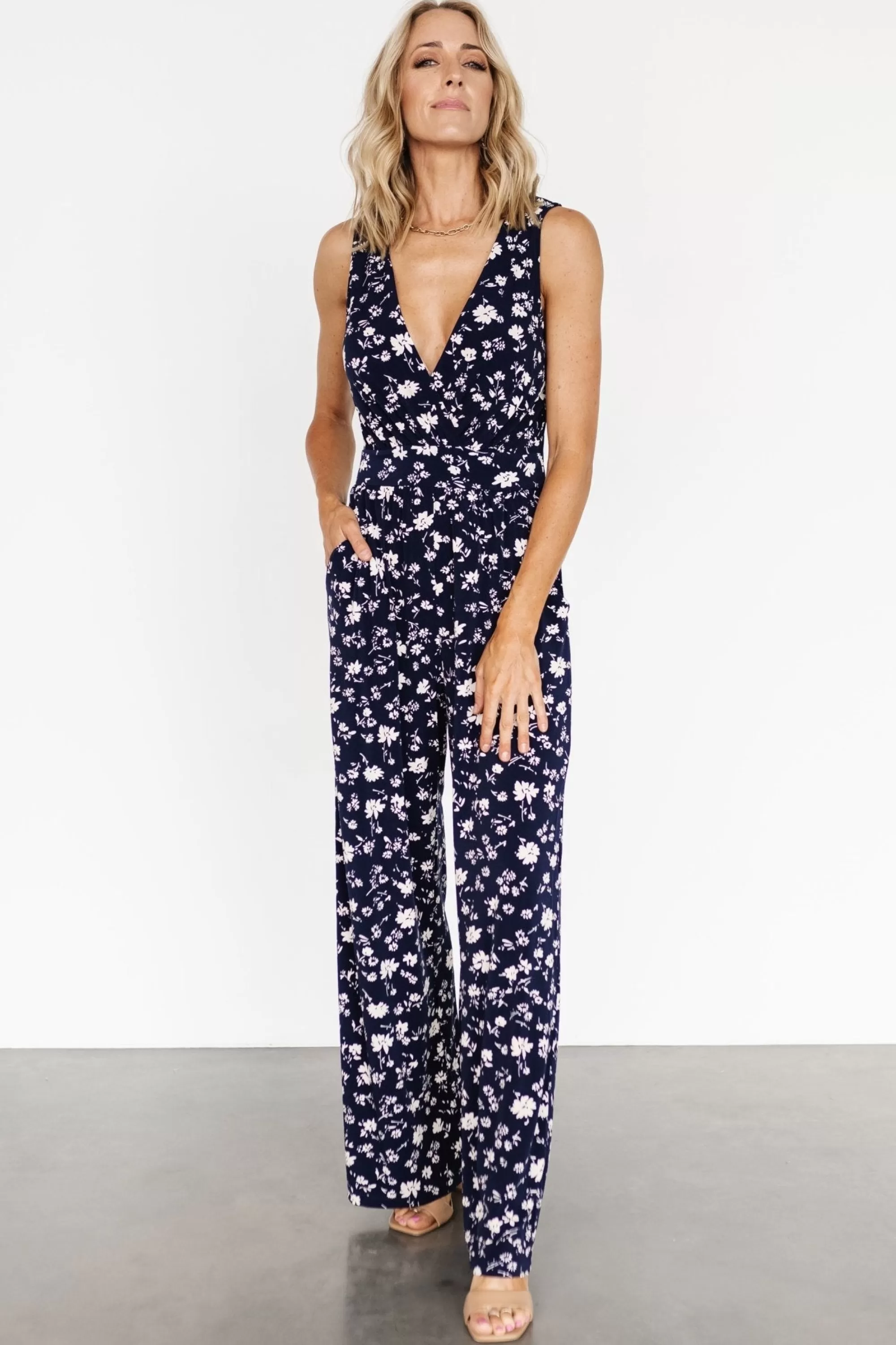 Baltic Born JUMPSUITS + ROMPERS | Rudie Sleeveless Jumpsuit | Dark Blue Floral