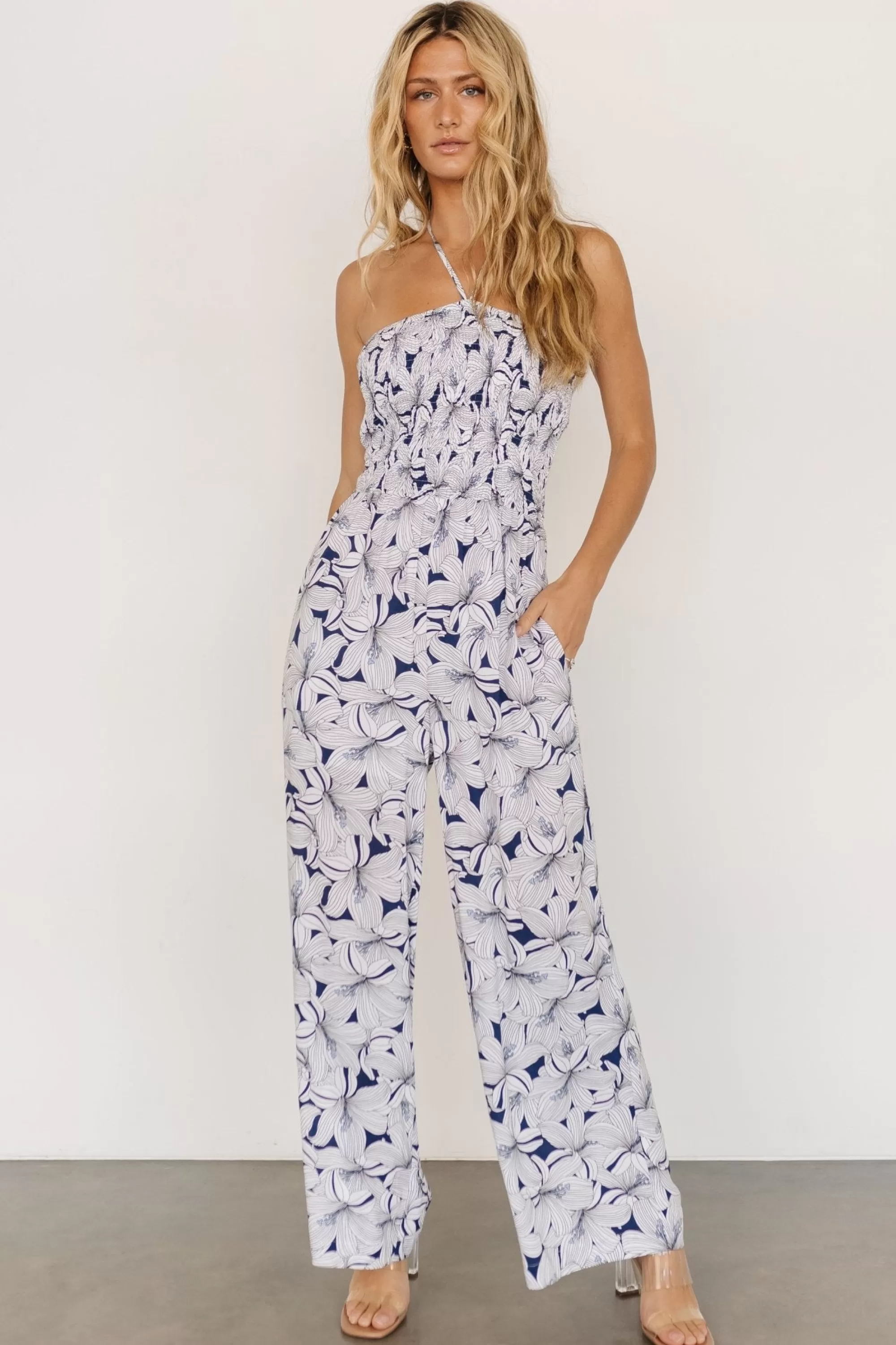 Baltic Born JUMPSUITS + ROMPERS | Santa Ana Halter Jumpsuit | Navy + White