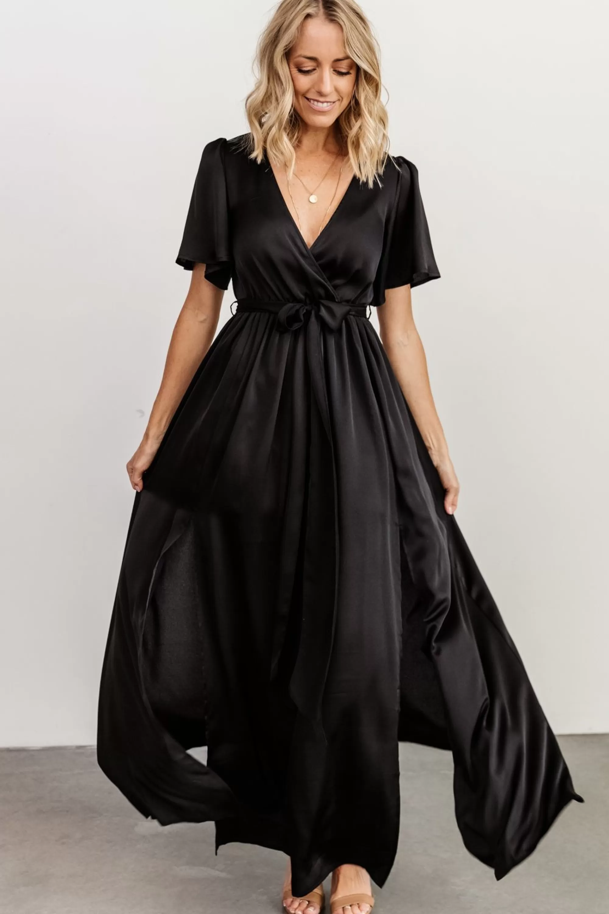 Baltic Born maxi dresses | WEDDING SUITE | Sicily Satin Maxi Dress | Black