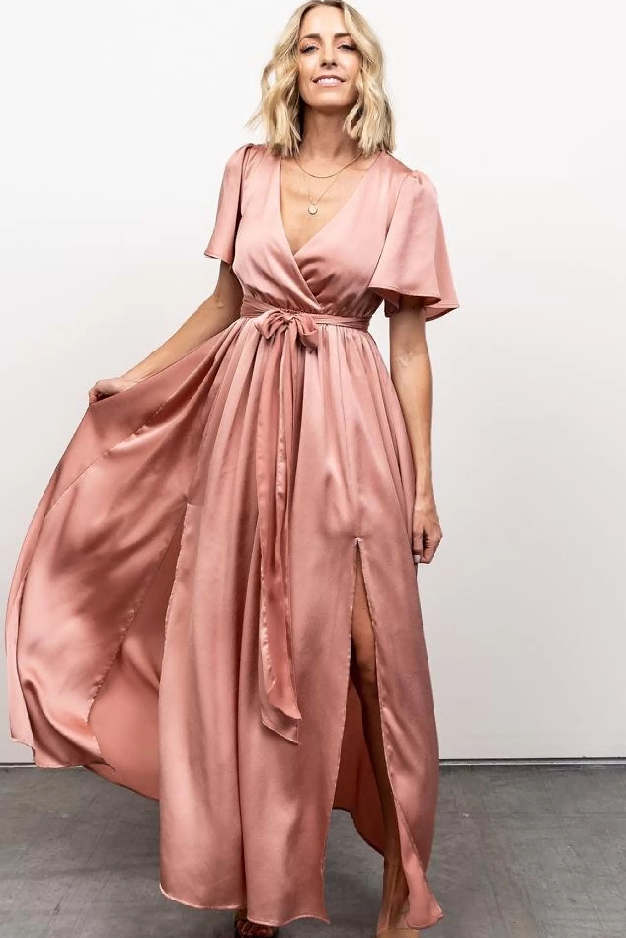 Baltic Born maxi dresses | WEDDING SUITE | Sicily Satin Maxi Dress | Blush