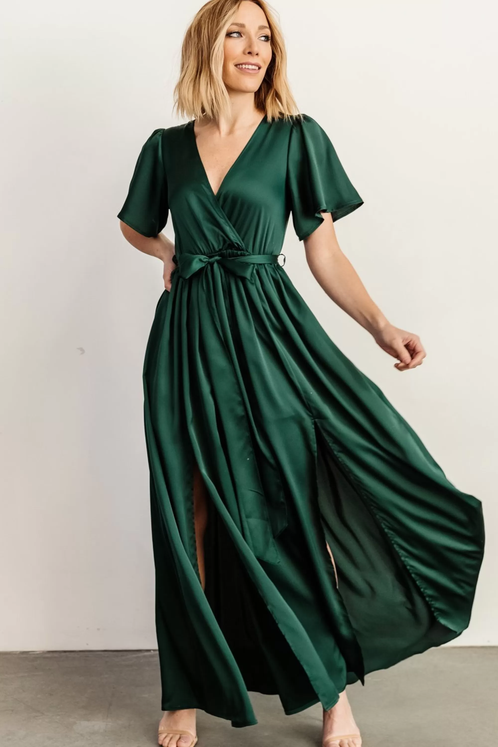 Baltic Born maxi dresses | WEDDING SUITE | Sicily Satin Maxi Dress | Emerald