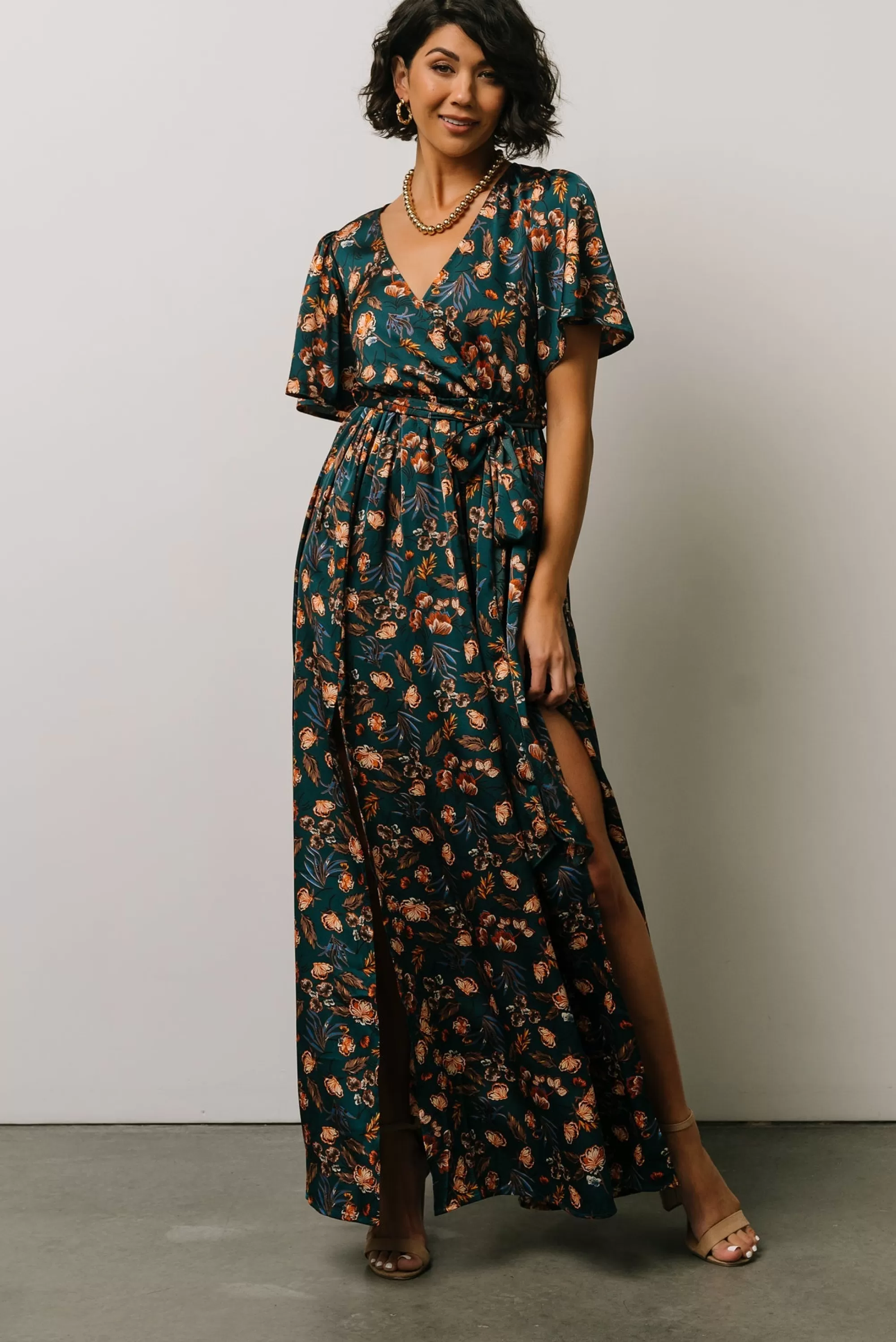 Baltic Born maxi dresses | WEDDING SUITE | Sicily Satin Maxi Dress | Jade Multi Print