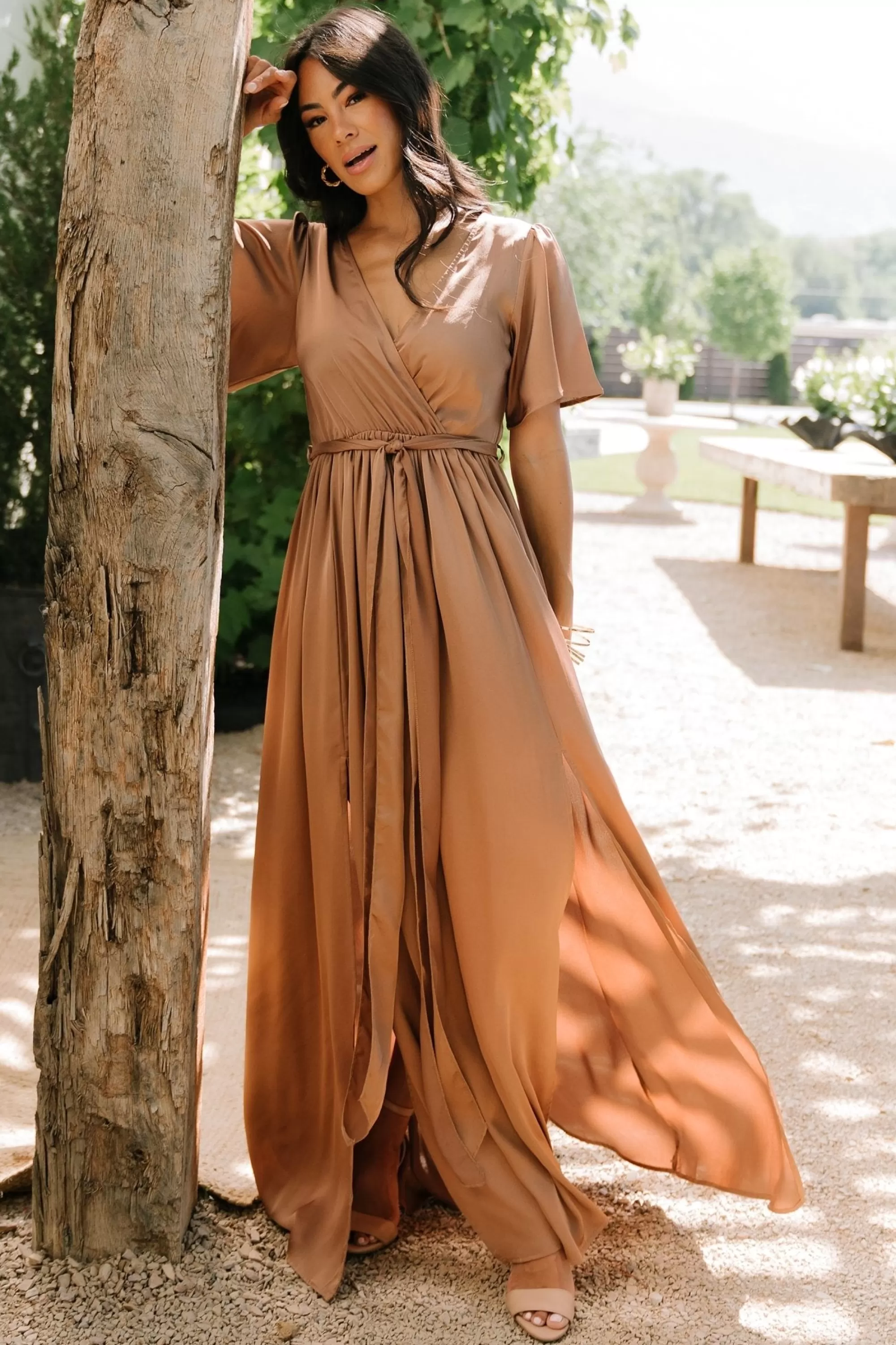 Baltic Born maxi dresses | WEDDING SUITE | Sicily Satin Maxi Dress | Mocha