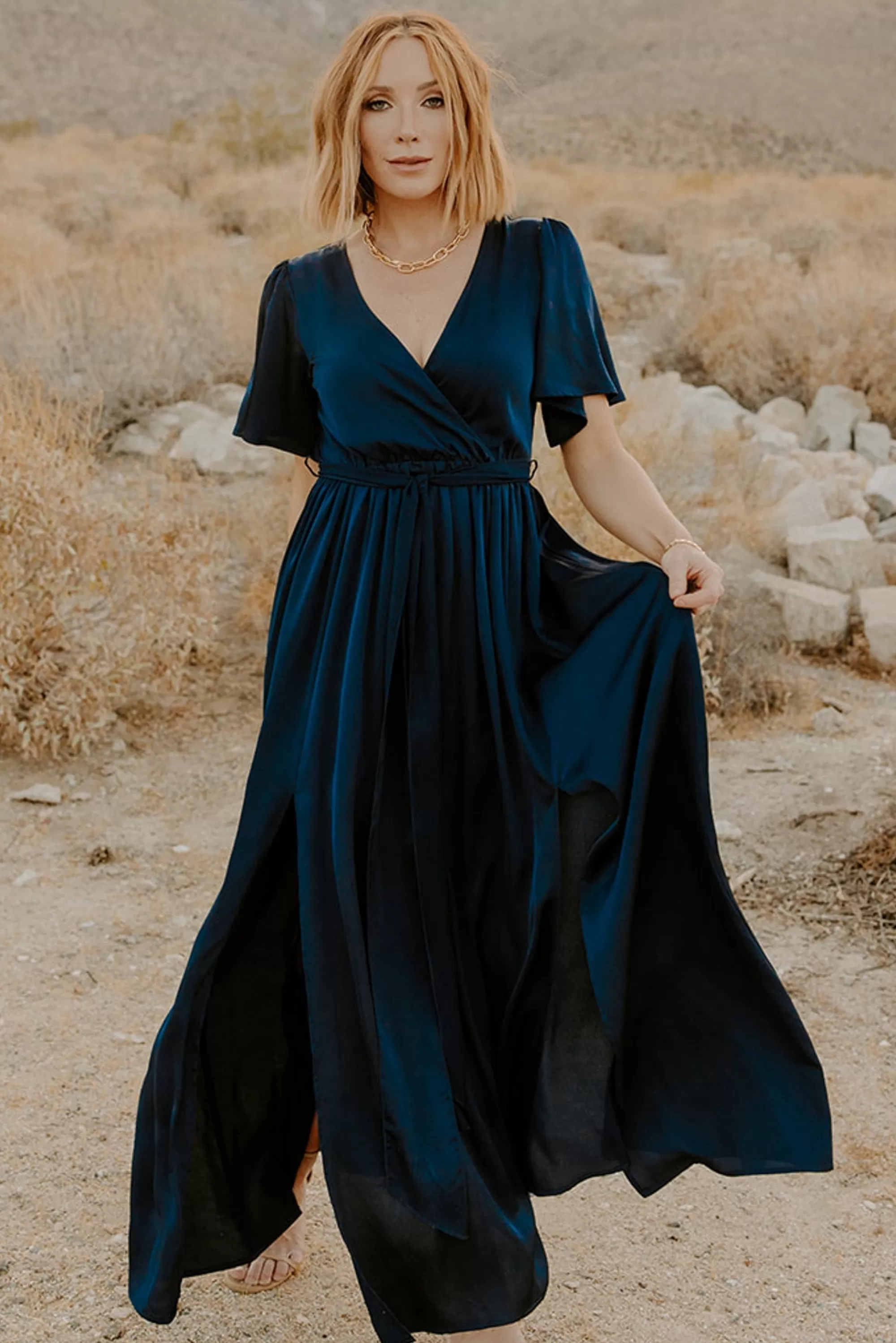 Baltic Born maxi dresses | WEDDING SUITE | Sicily Satin Maxi Dress | Navy