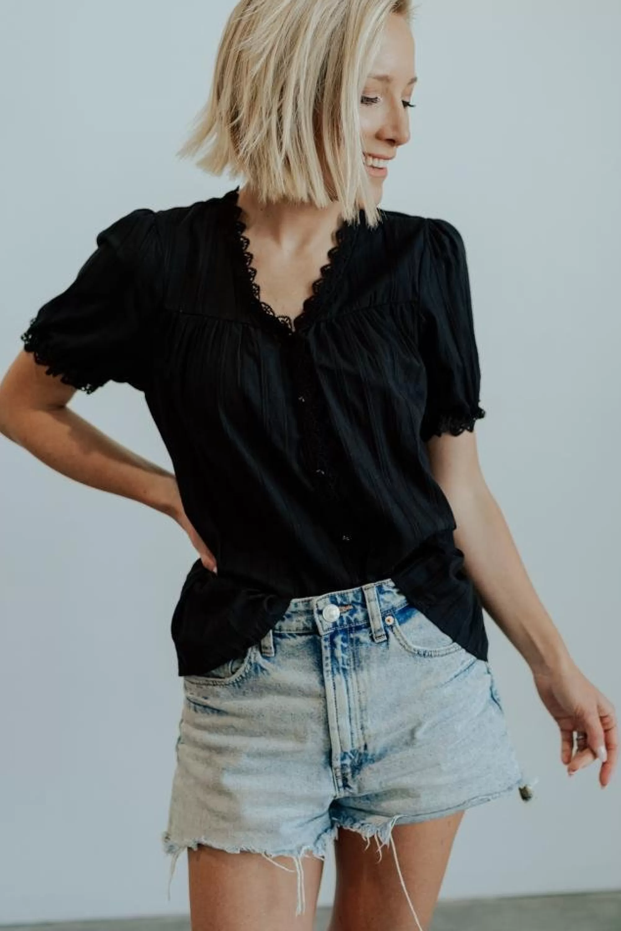 Baltic Born blouses + shirts | Sloane Button Top | Black