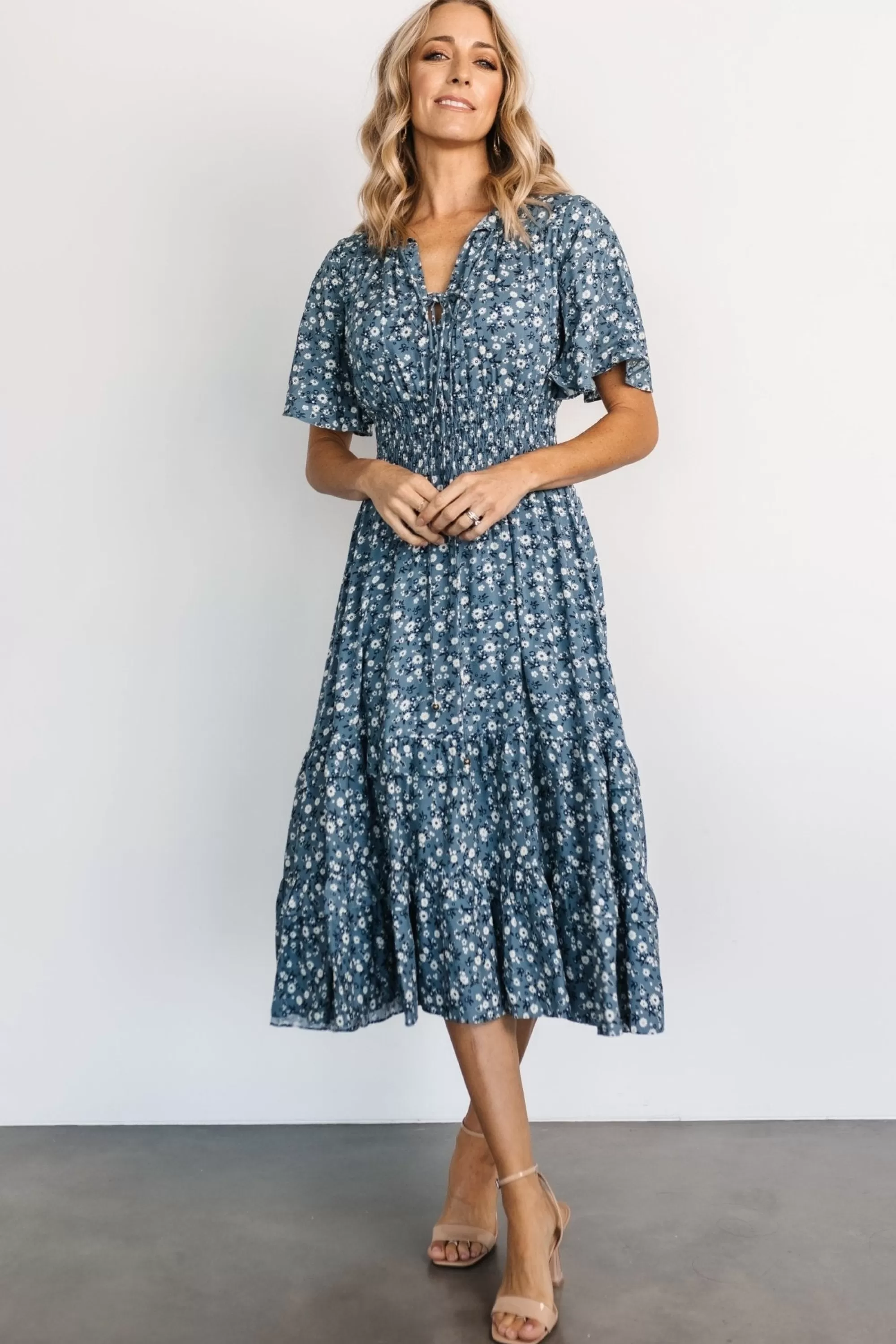 Baltic Born midi dresses | bump friendly | Spell Boho Midi Dress | Blue Floral