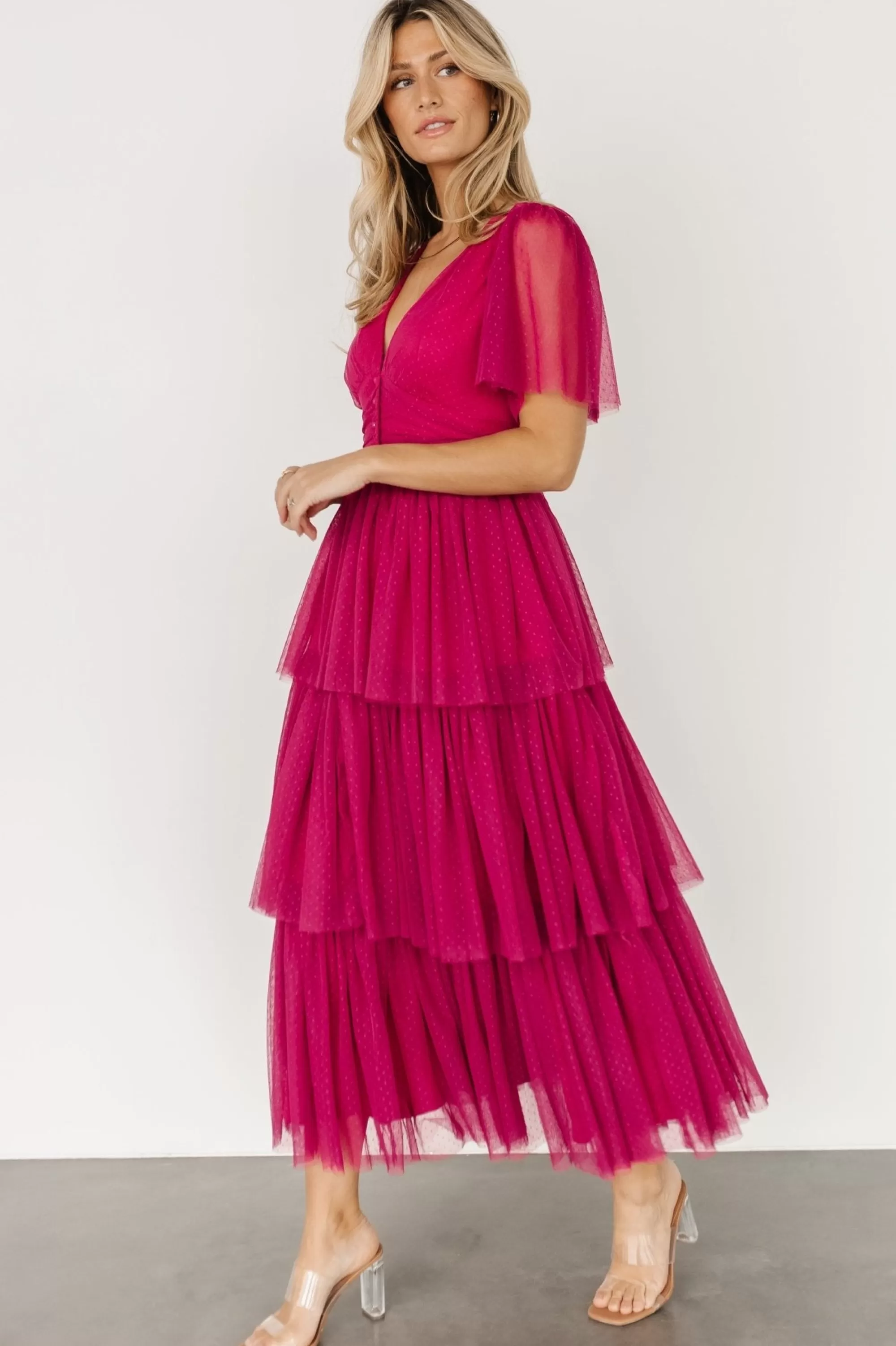 Baltic Born COMING SOON | Starlet Tiered Maxi Dress | Magenta Berry