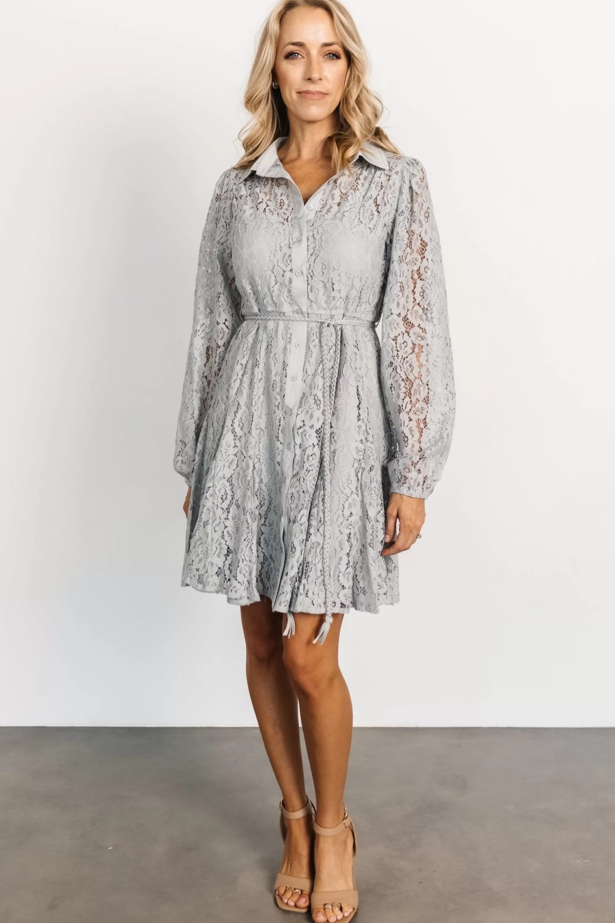 Baltic Born short dresses | Stefan Lace Short Dress | Dove Gray